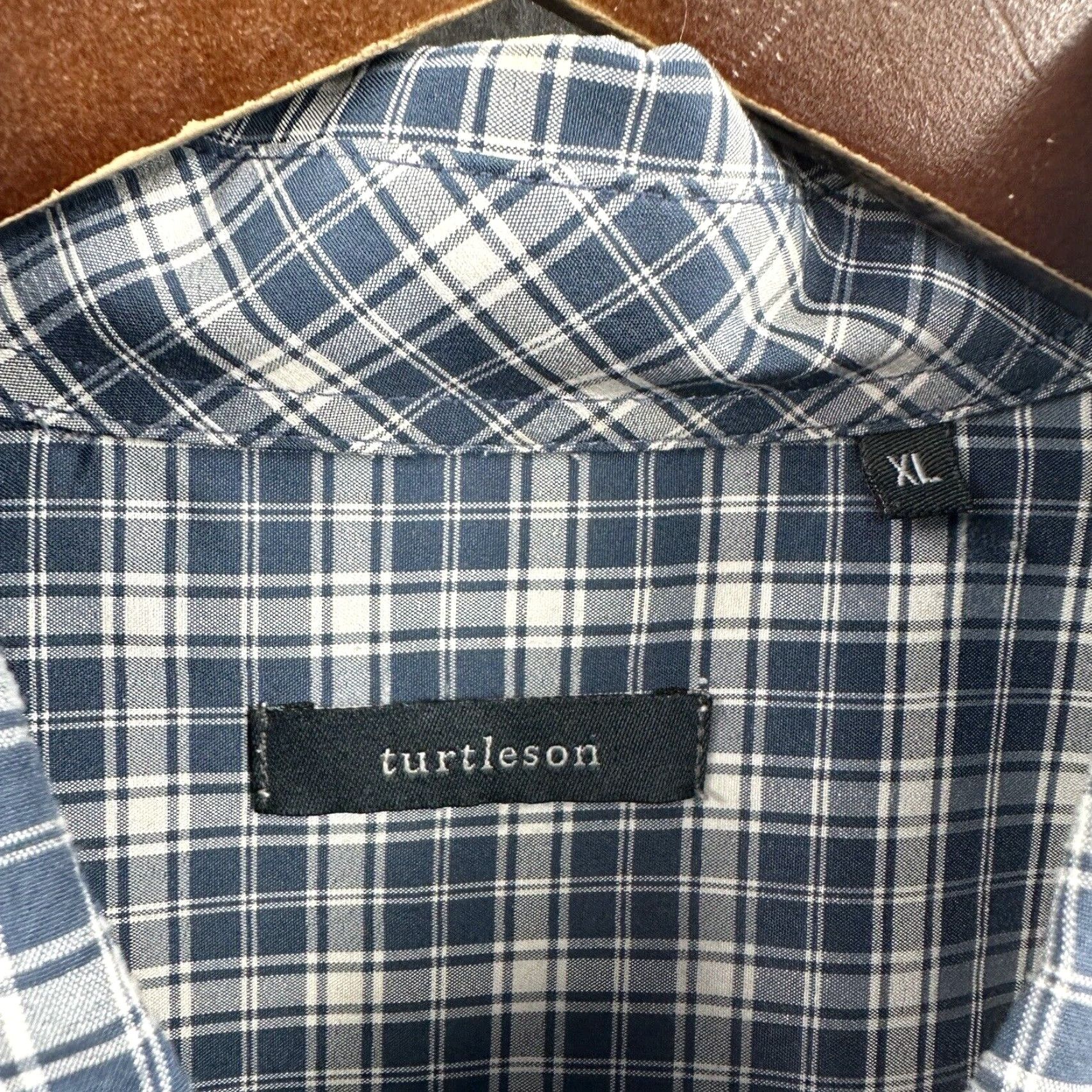 Vintage Turtleson Shirt Mens XL Button-Up Plaid Cotton Casual Collar-Front Blue Modern 90s? Size US XL / EU 56 / 4 - 6 Thumbnail