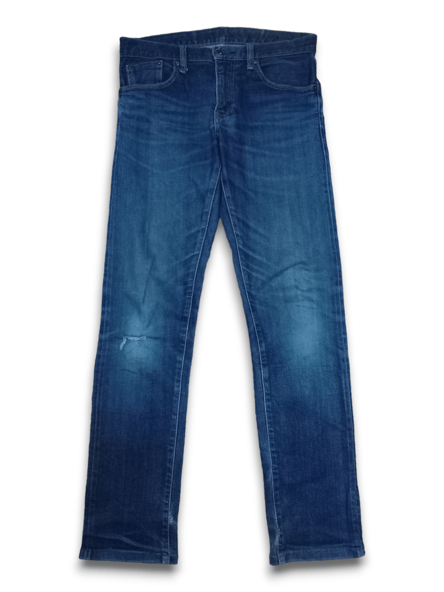 image of Vintage Uniqlo Japanese Selvedge Blue Wash Distressed Jeans, Men's (Size 31)