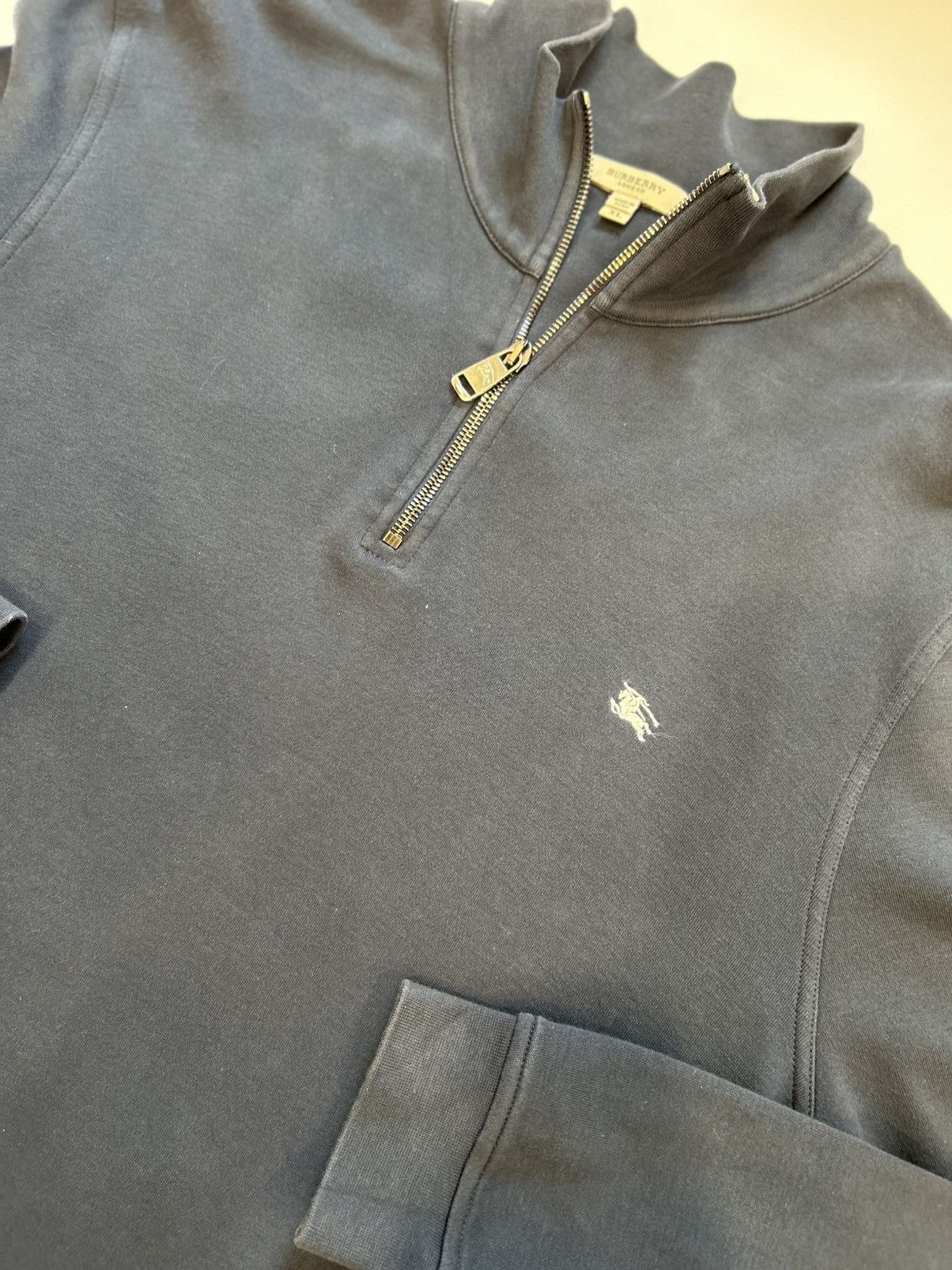 Burberry VTG Y2K Burberry Navy 1/4 Zip Pullover XL Size US XL / EU 56 / 4 - 4 Thumbnail