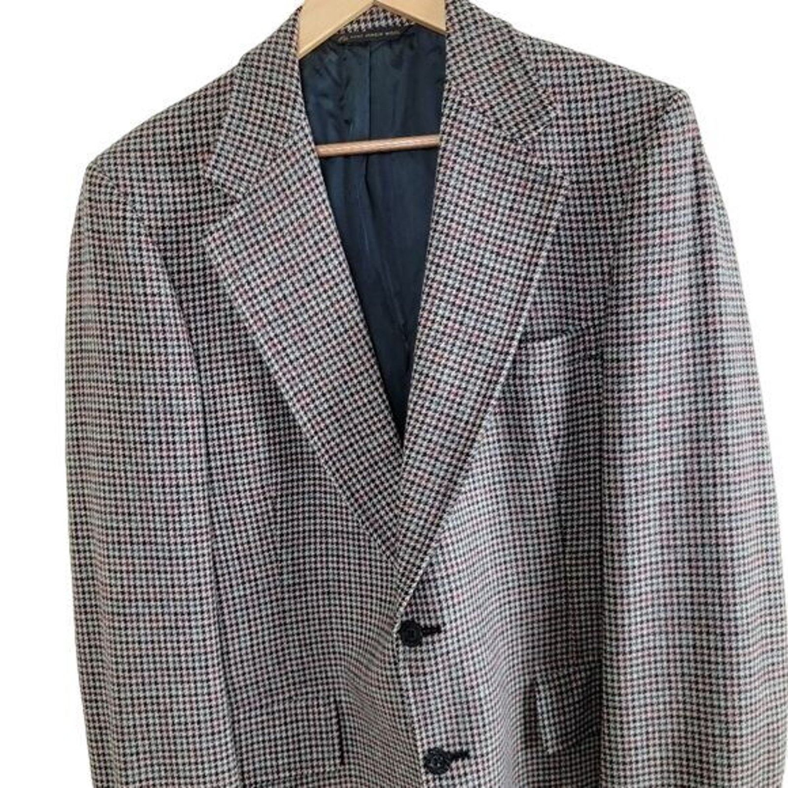 Hart Schaffner Marx Hart Schaffner & Marx Mens 40L Houndstooth Wool Blazer Size 40L - 3 Thumbnail