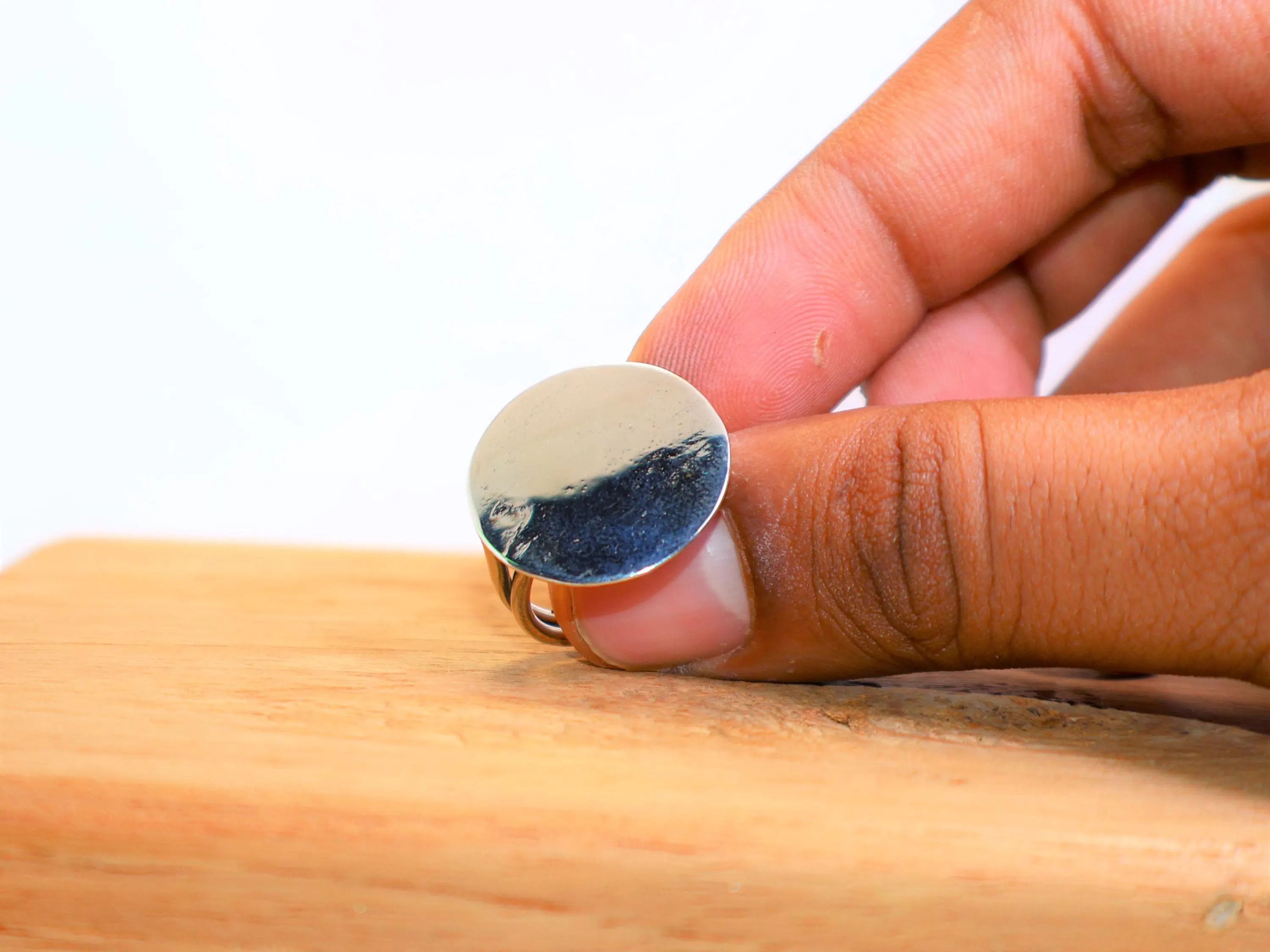 Handmade Handmade Disc Silver Ring, Sterling silver Statement Ring, Size ONE SIZE - 3 Thumbnail