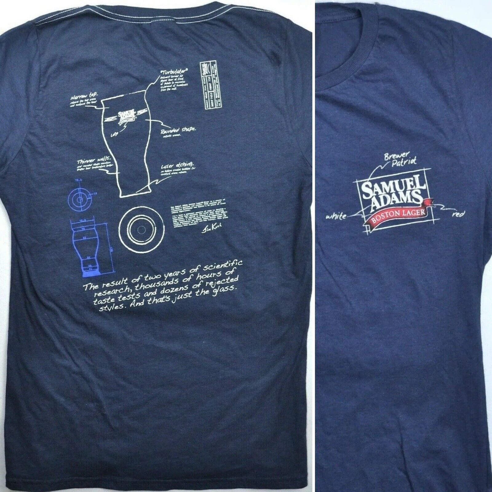 Other Samuel Sam Adams Boston Lager Pint Glass Blueprints Ladies T Size XL / US 12-14 / IT 48-50 - 1 Thumbnail