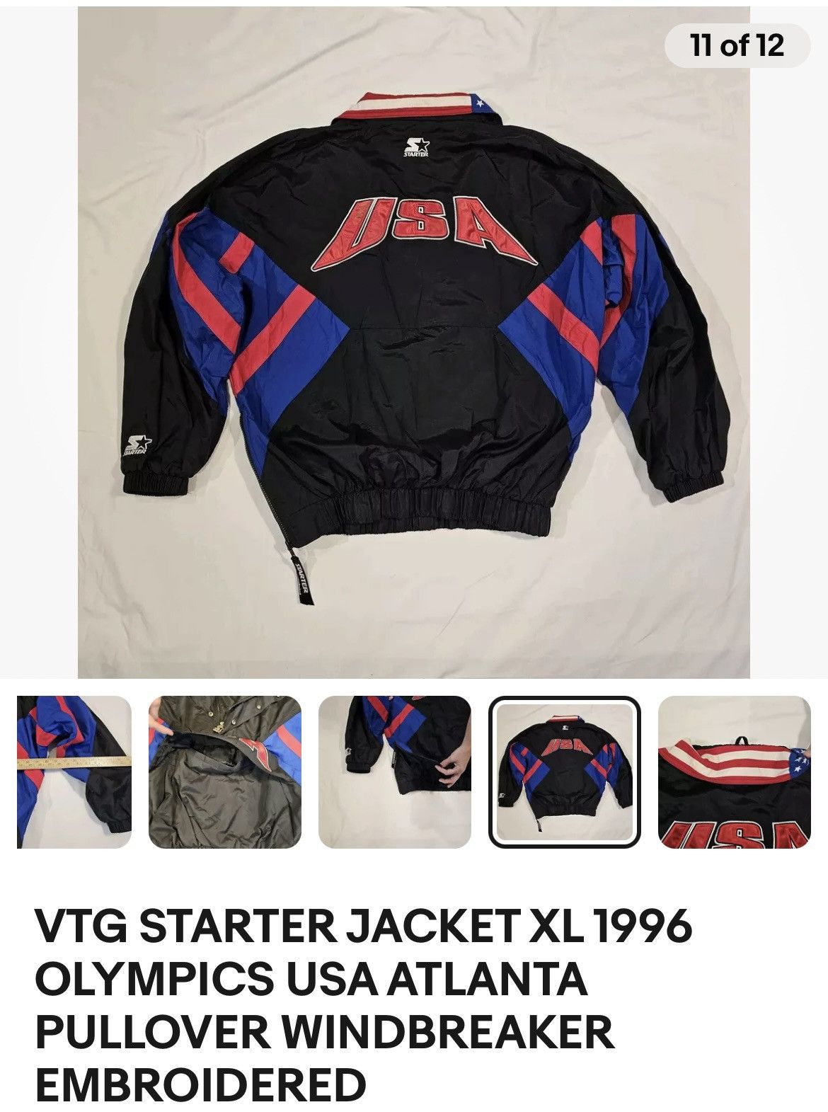 Starter × USA Olympics × Vintage Vintage 90s USA Starter Pullover Size US XL / EU 56 / 4 - 2 Thumbnail