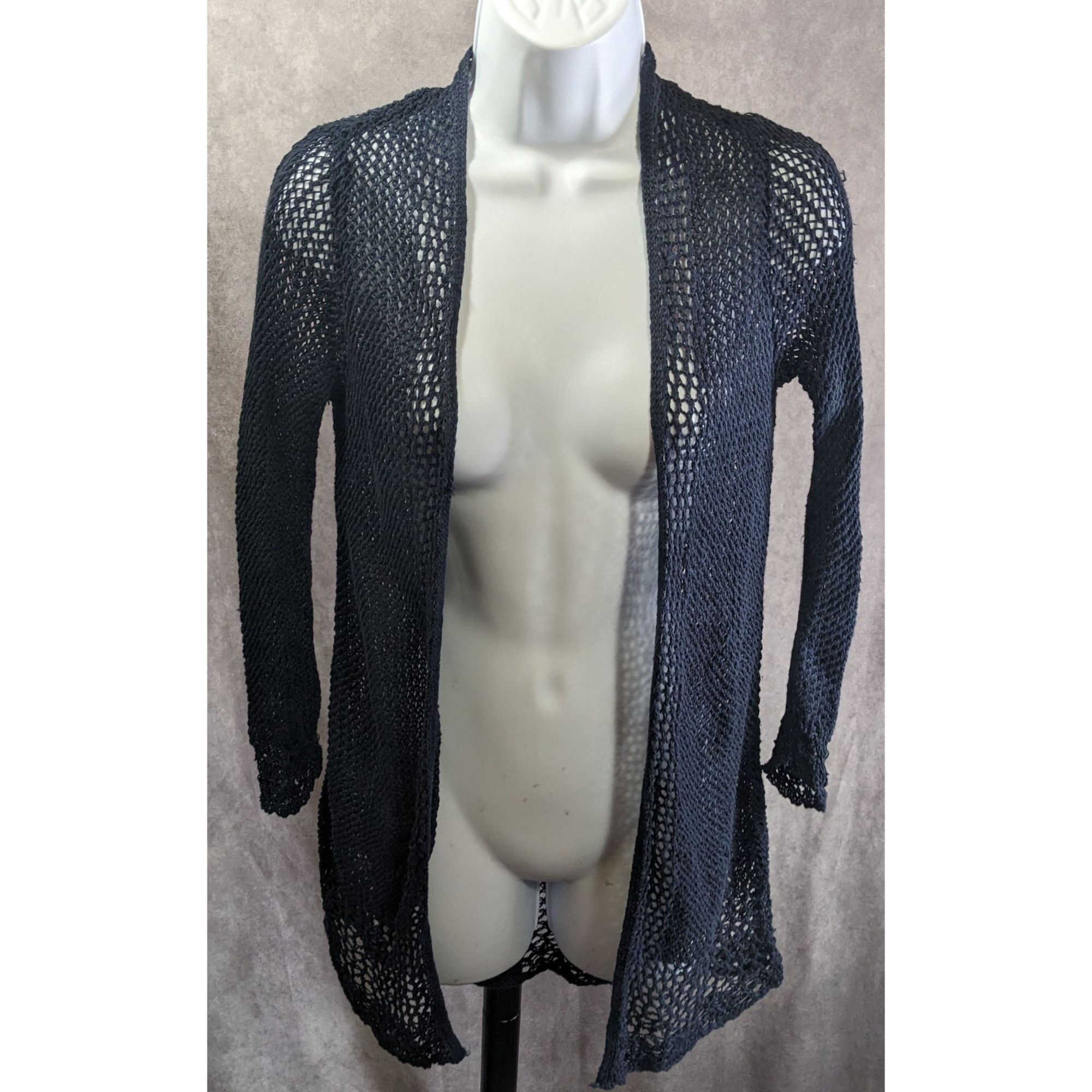 Lucky Brand Lucky Brand 90s Style Navy Open Knit Long Sleeve Cardigan Sw Size S / US 4 / IT 40 - 3 Thumbnail