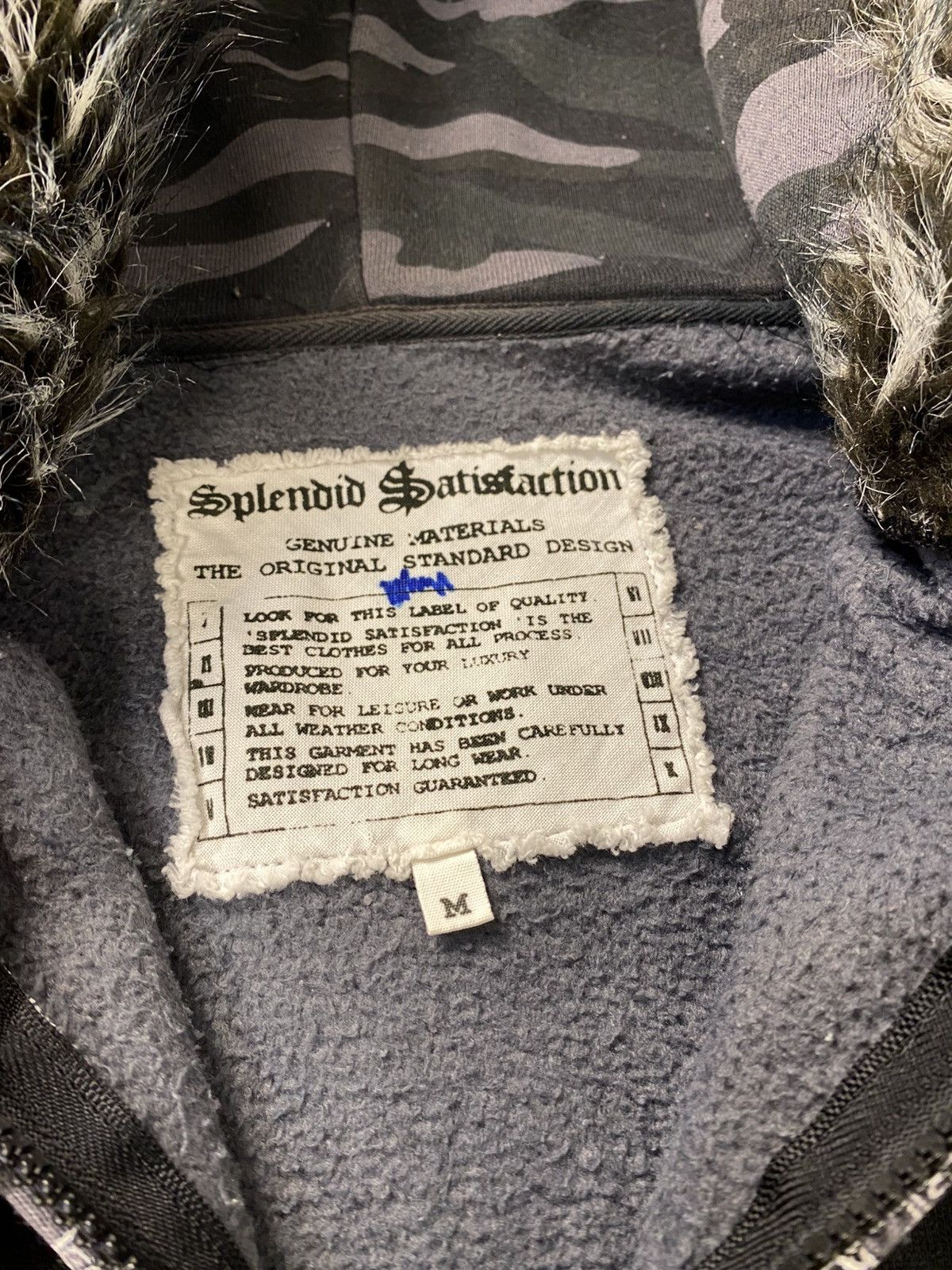 If Six Was Nine Rare 🔥 Splendid Satisfaction Camo Zip Fur Hoodie Punk Style Size US L / EU 52-54 / 3 - 9 Thumbnail