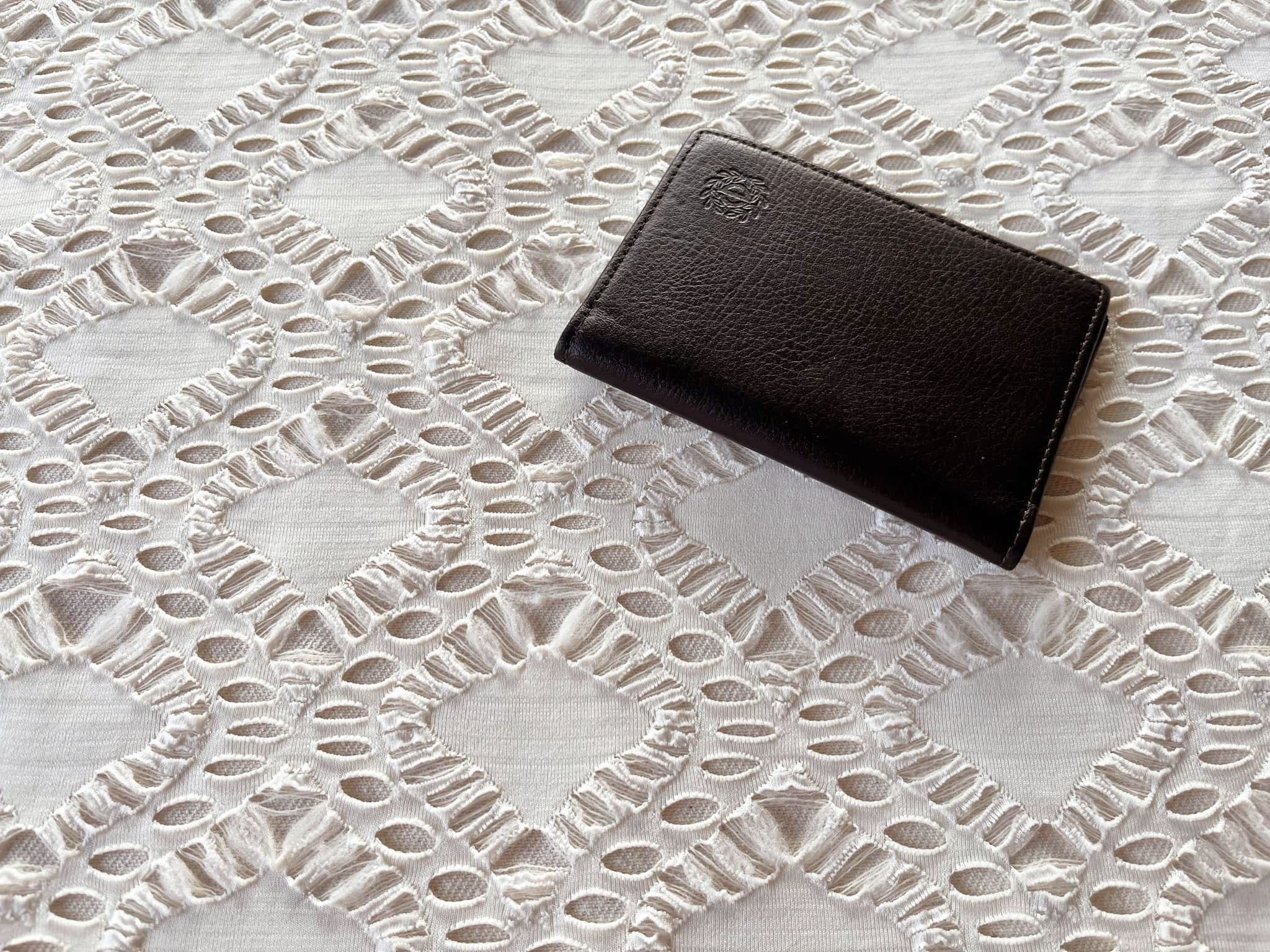 Vintage Dark Brown / almost black genuine leather Bifold card holder Size ONE SIZE - 2 Thumbnail