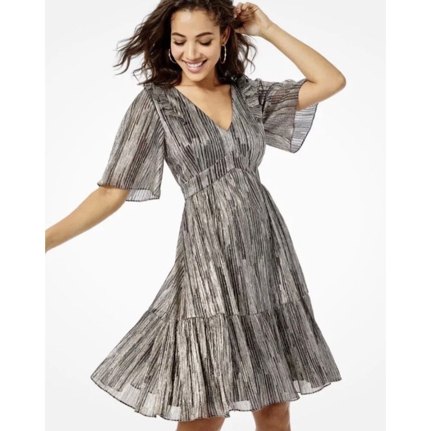 Lilly Pulitzer Lilly Pulitzer Racheli Dress 16 Midi Tiered Metallic Gold Size XXL / US 16-18 / IT 52-54 - 1 Thumbnail