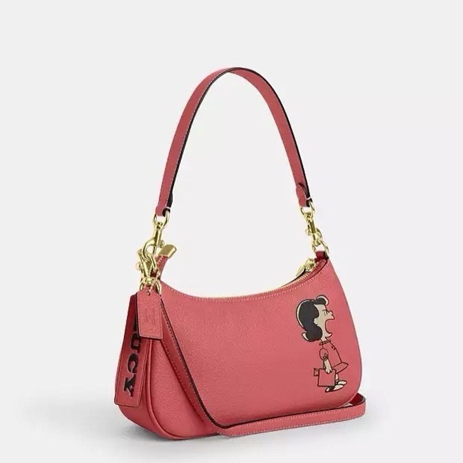 Coach NWT COACH x PEANUTS Teri Shoulder Lucy Bright Coral CBM32 Size ONE SIZE - 12 Thumbnail