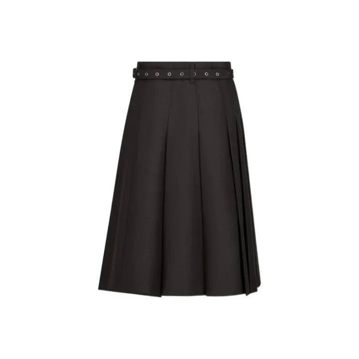 Dior Dior Women's Pleated Casual Midi Skirt in Black 0079-2507 Size 37" - 1 Thumbnail