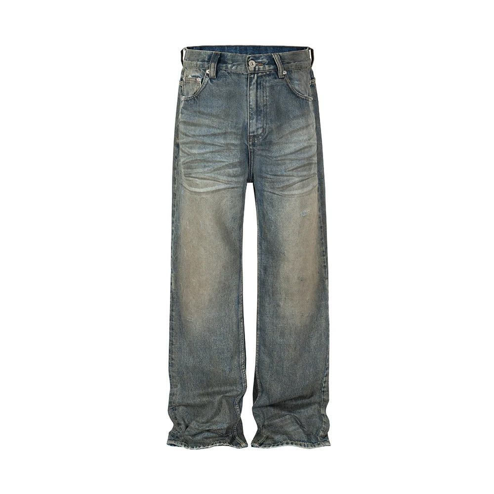 Jean Harajuku Streetwear Washed Dirty Baggy Blue Jeans Size US 32 / EU 48 - 3 Thumbnail