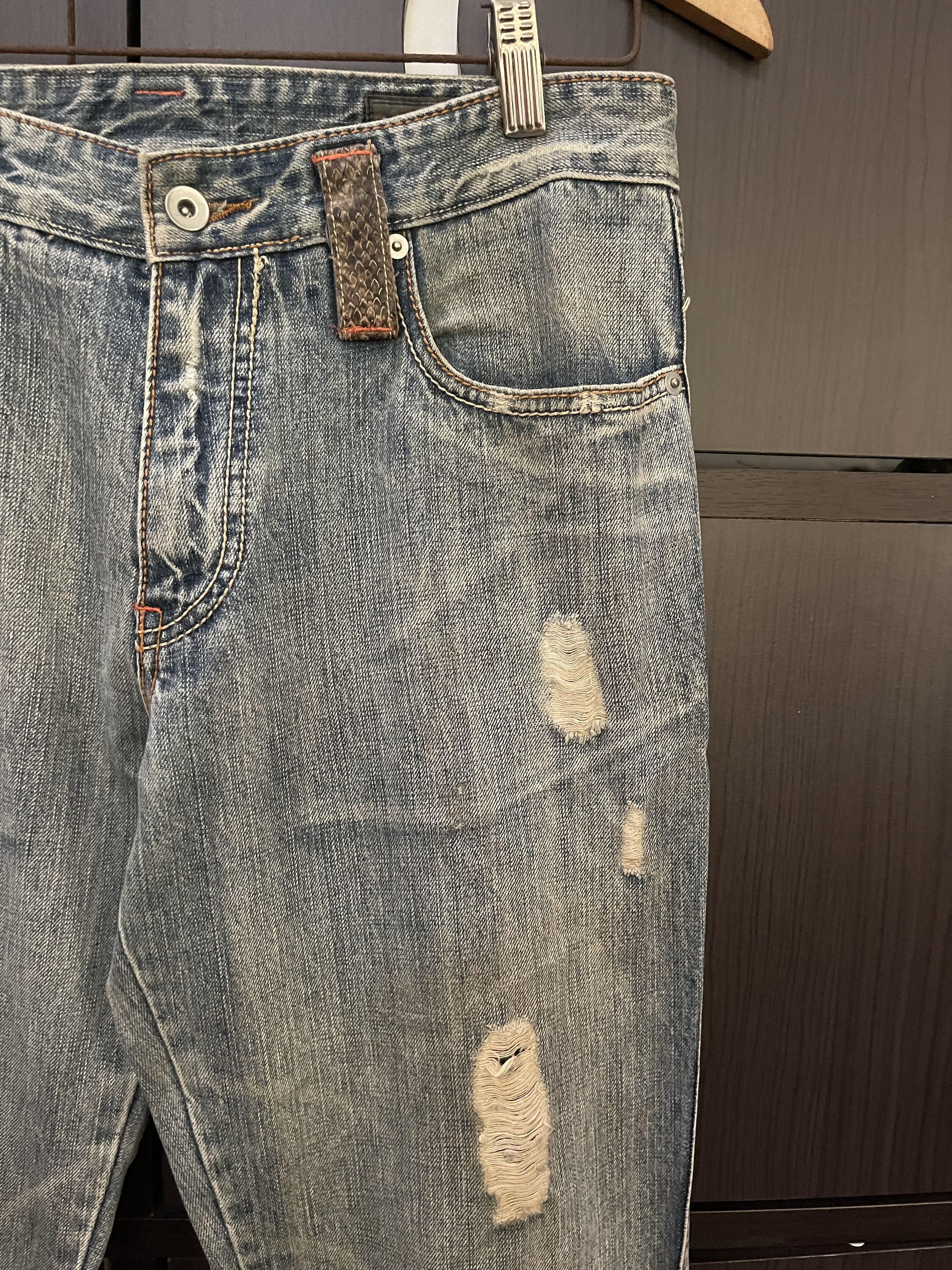Hysteric Glamour × If Six Was Nine × Le Grande Bleu (L.G.B.) Takaiq.com Phyton Snake Skin Distressed Flared Jeans Size US 32 / EU 48 - 5 Thumbnail