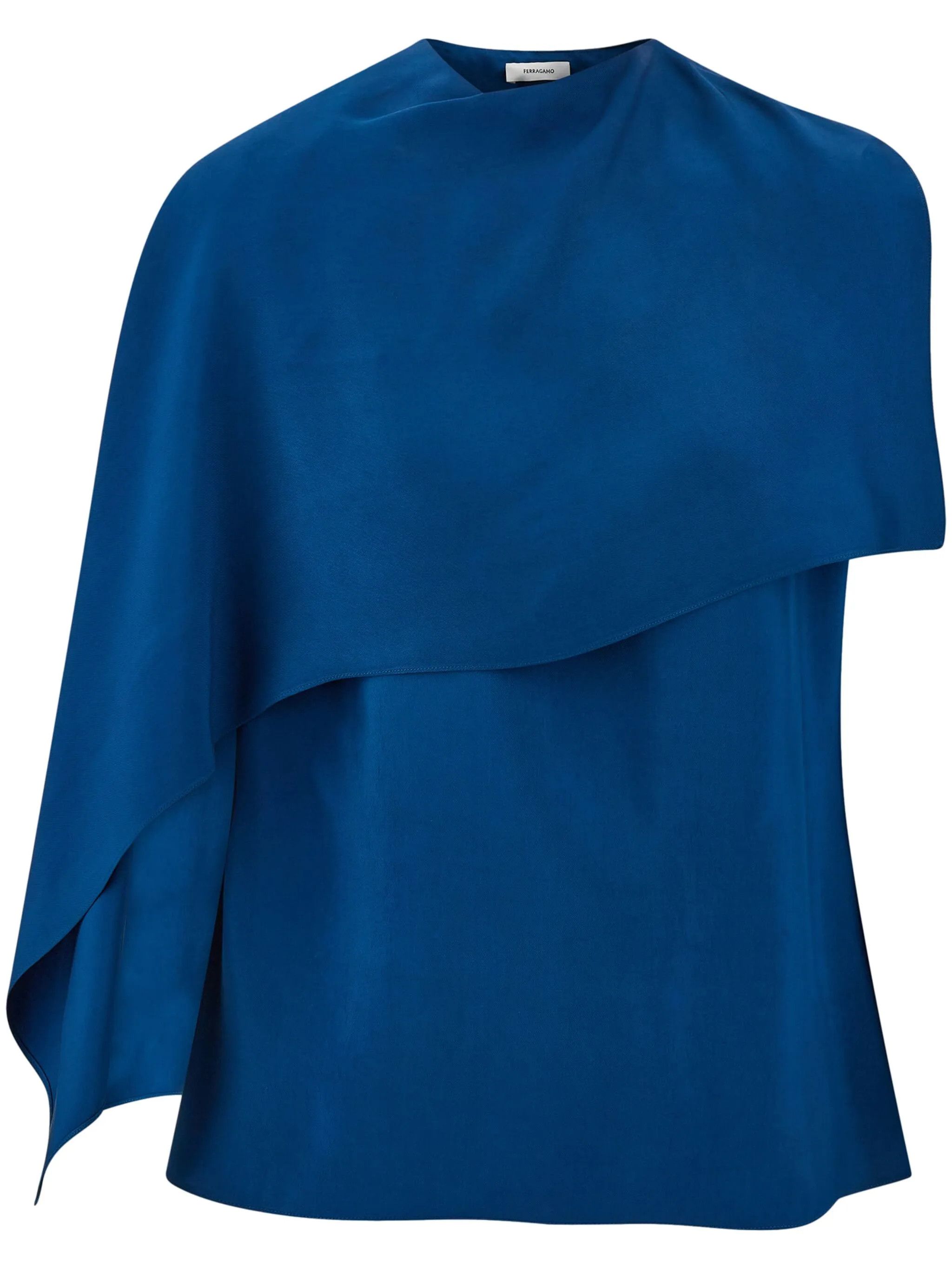 Salvatore Ferragamo o1s1rm0526 Cape-design Blouse in Blue Size XS / US 0-2 / IT 36-38 - 1 Thumbnail