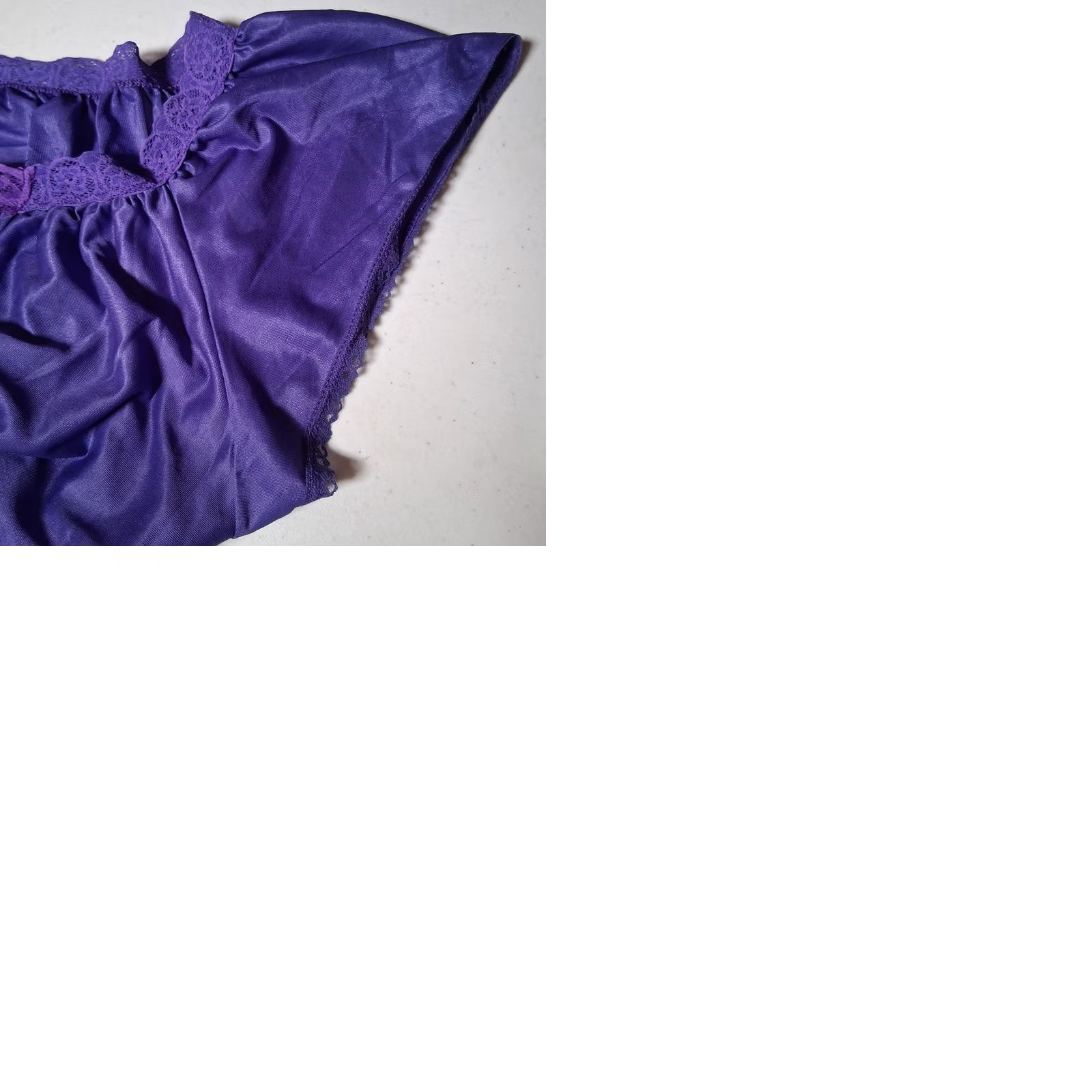 Vintage VINTAGE Smart Fit Purple Nightgown Maxi Nylon Lace Flutter USA Plus Size 26 W Womens Size ONE SIZE - 9 Thumbnail