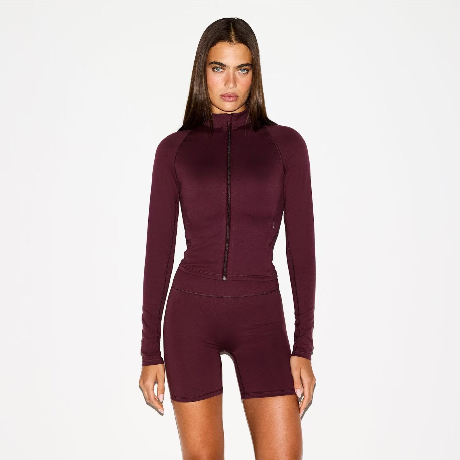 SKIMS Nike SKIMS Matte Mock Neck Full Zip Jacket Currant Women S Size S / US 4 / IT 40 - 4 Thumbnail