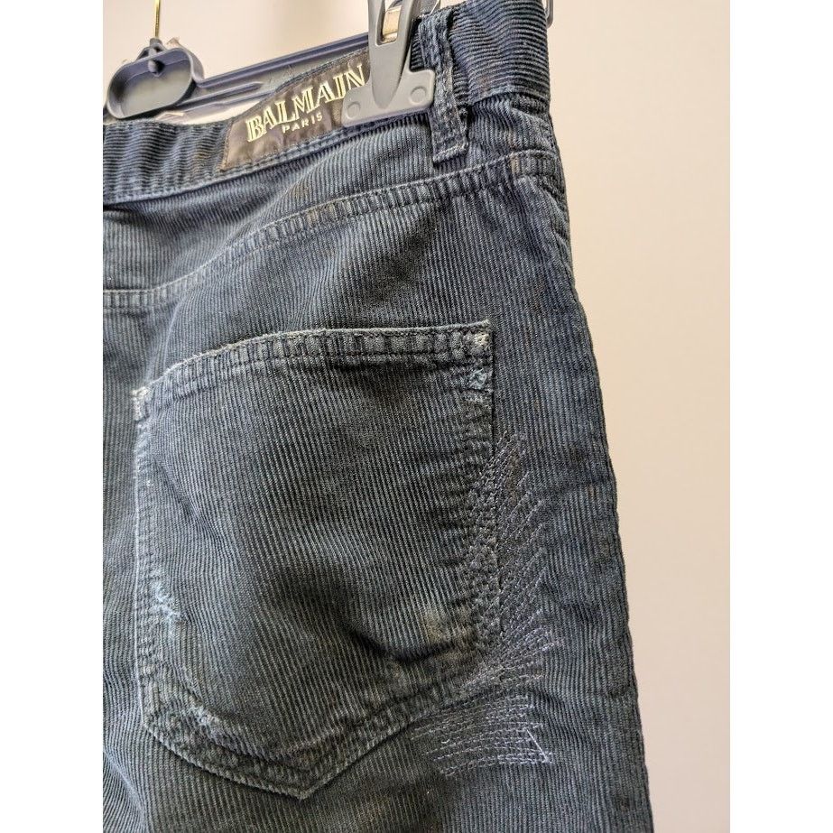 Balmain o1rbi21 Decarnin Corduroy Pants in Dark Blue Size US 31 - 5 Thumbnail