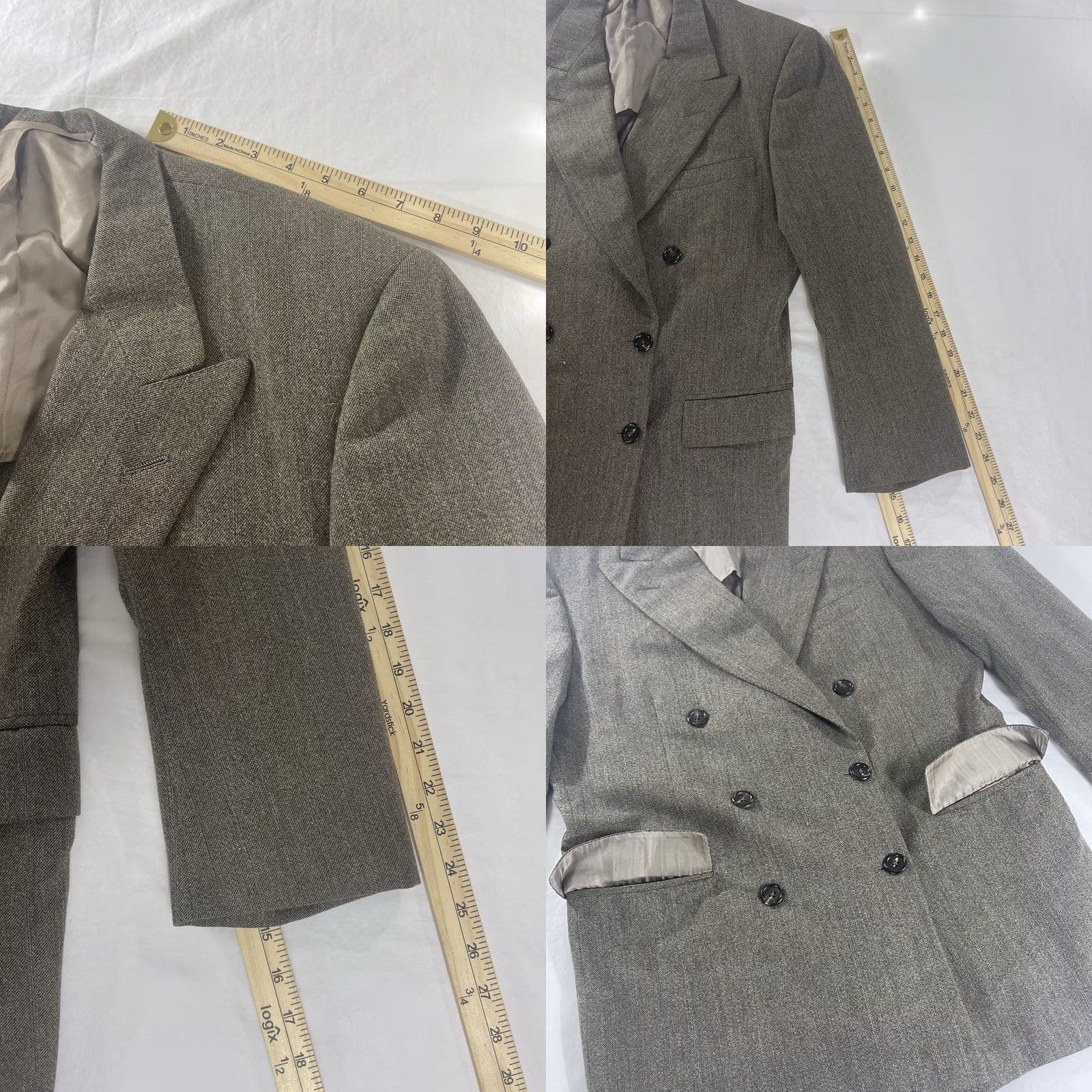 Neiman Marcus VINTAGE Neiman Marcus Blazer Jacket Men 40R Double-Breasted Pinstripe Gray 3-Button Sports Style 1990s Mens Size 40R - 8 Thumbnail