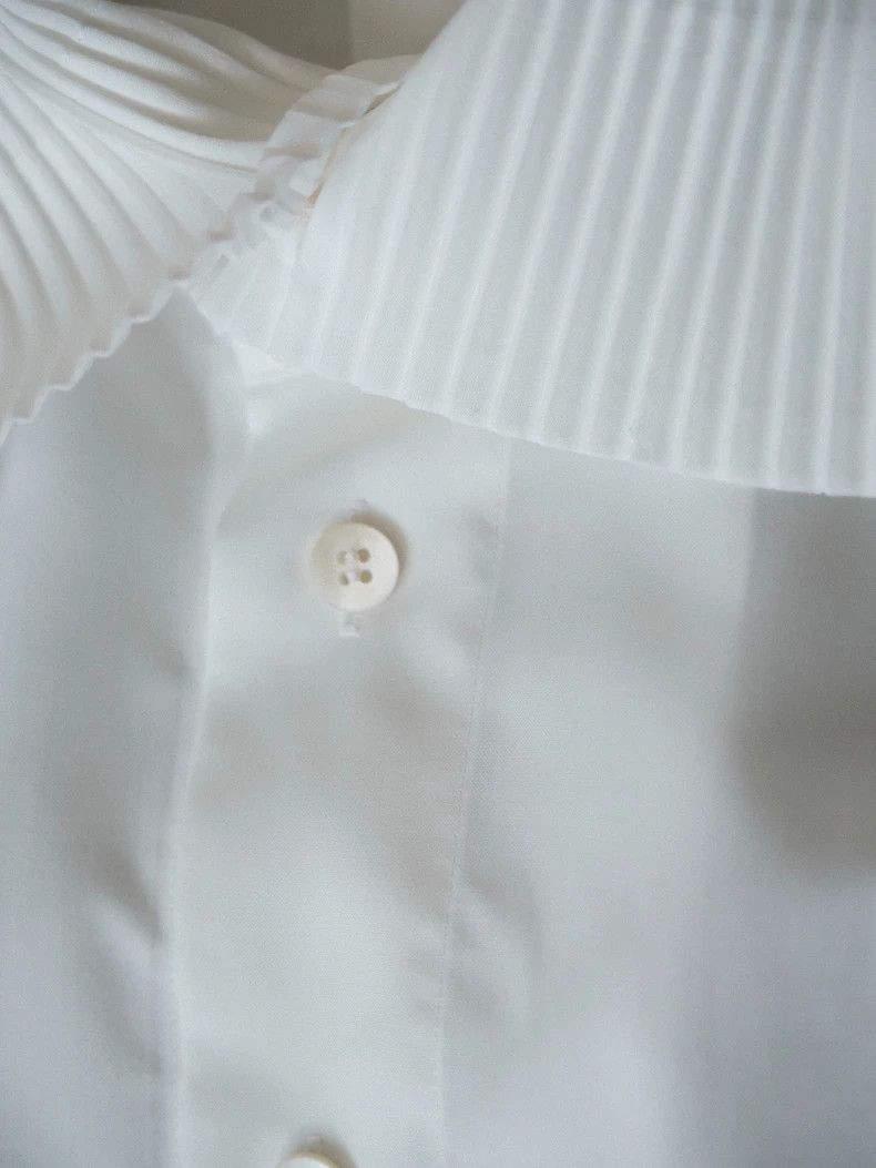 Issey Miyake Issey Miyake A white pleated collar shirt coat Size M / US 6-8 / IT 42-44 - 6 Thumbnail