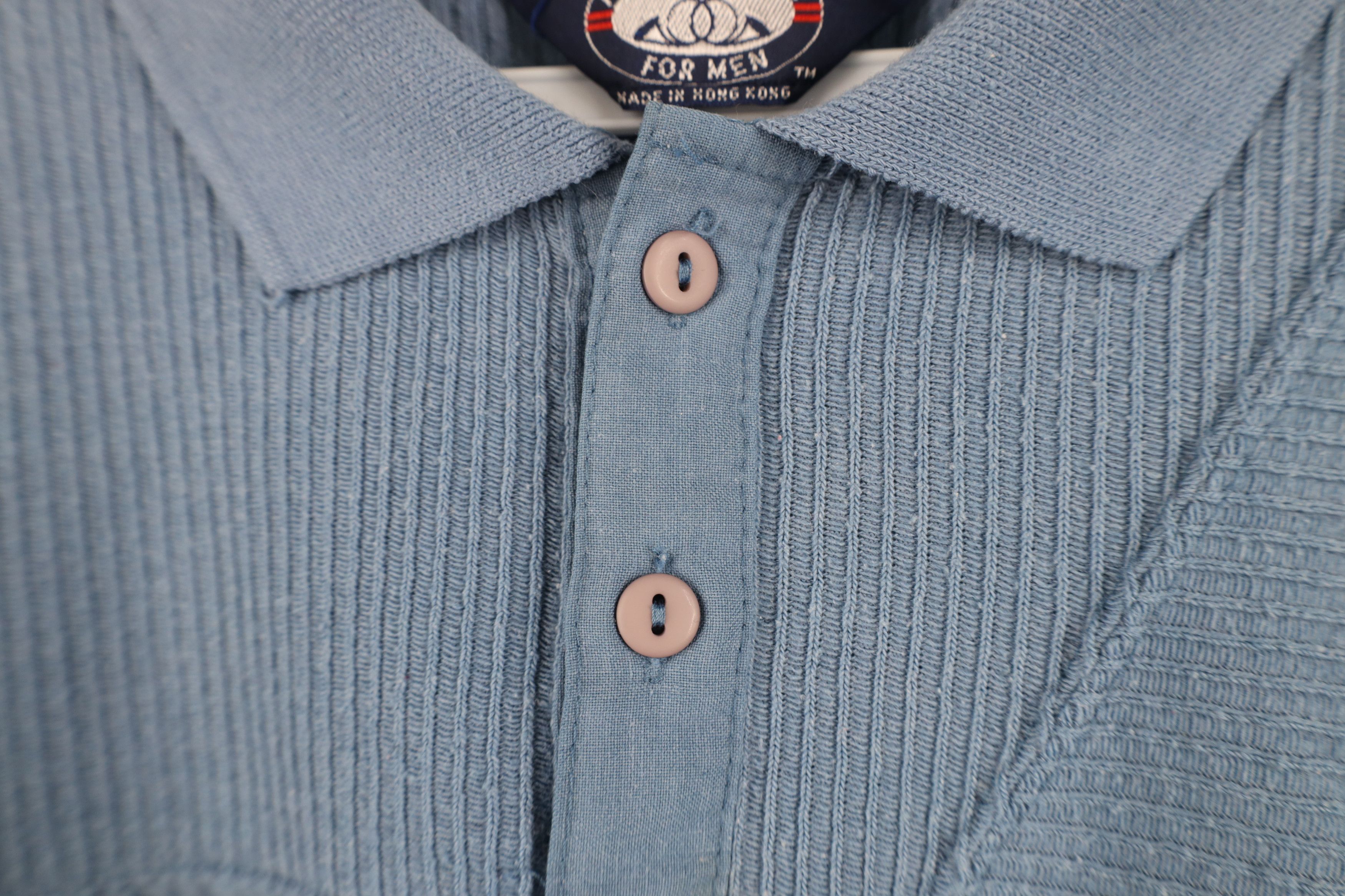 Vintage Vintage 90s Streetwear Ribbed Knit Pullover Polo Shirt Blue Size US XL / EU 56 / 4 - 4 Thumbnail