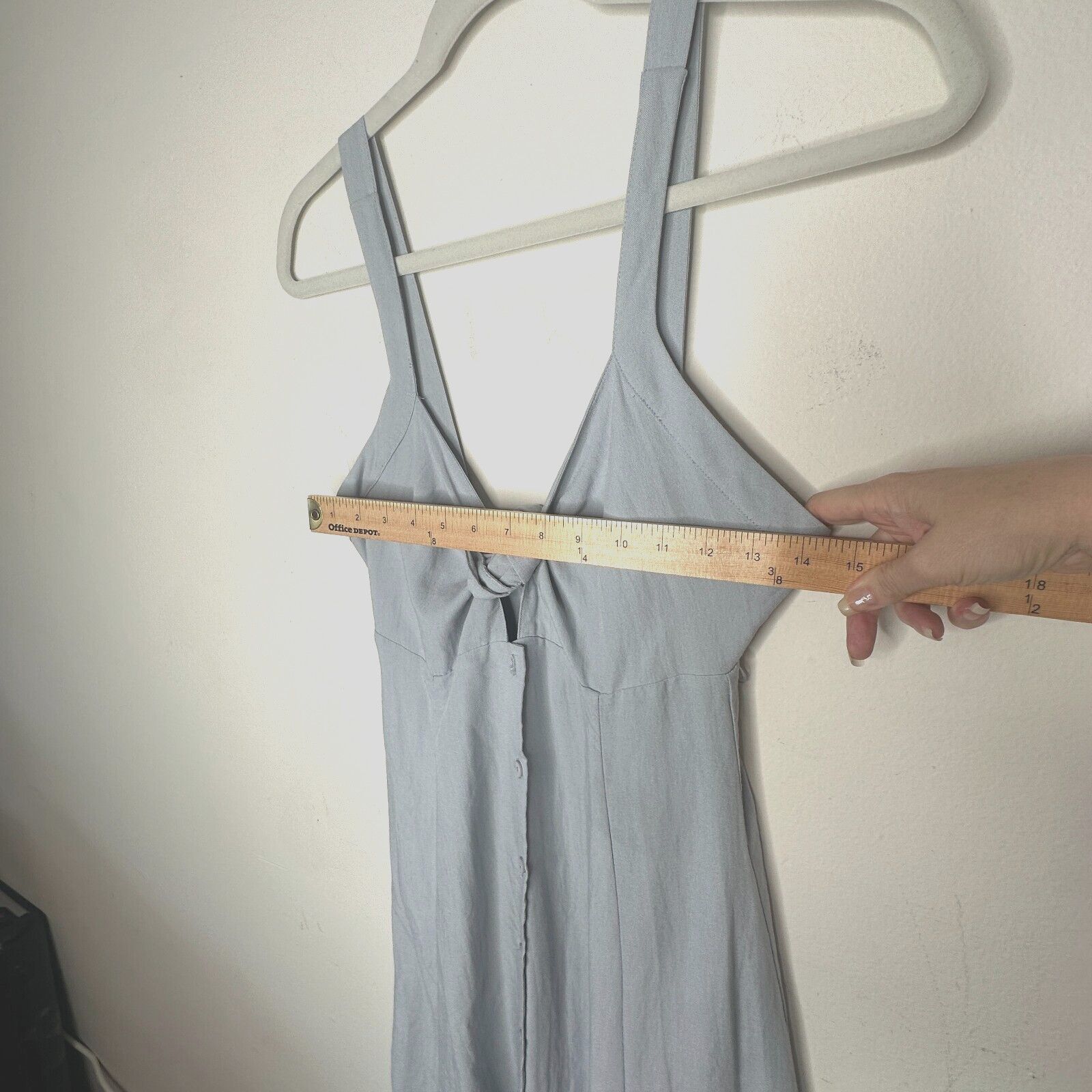 ASTR The Label ASTR The Label Light Blue Denim Linen Tie Front Midi Dress M Size M / US 6-8 / IT 42-44 - 12 Thumbnail