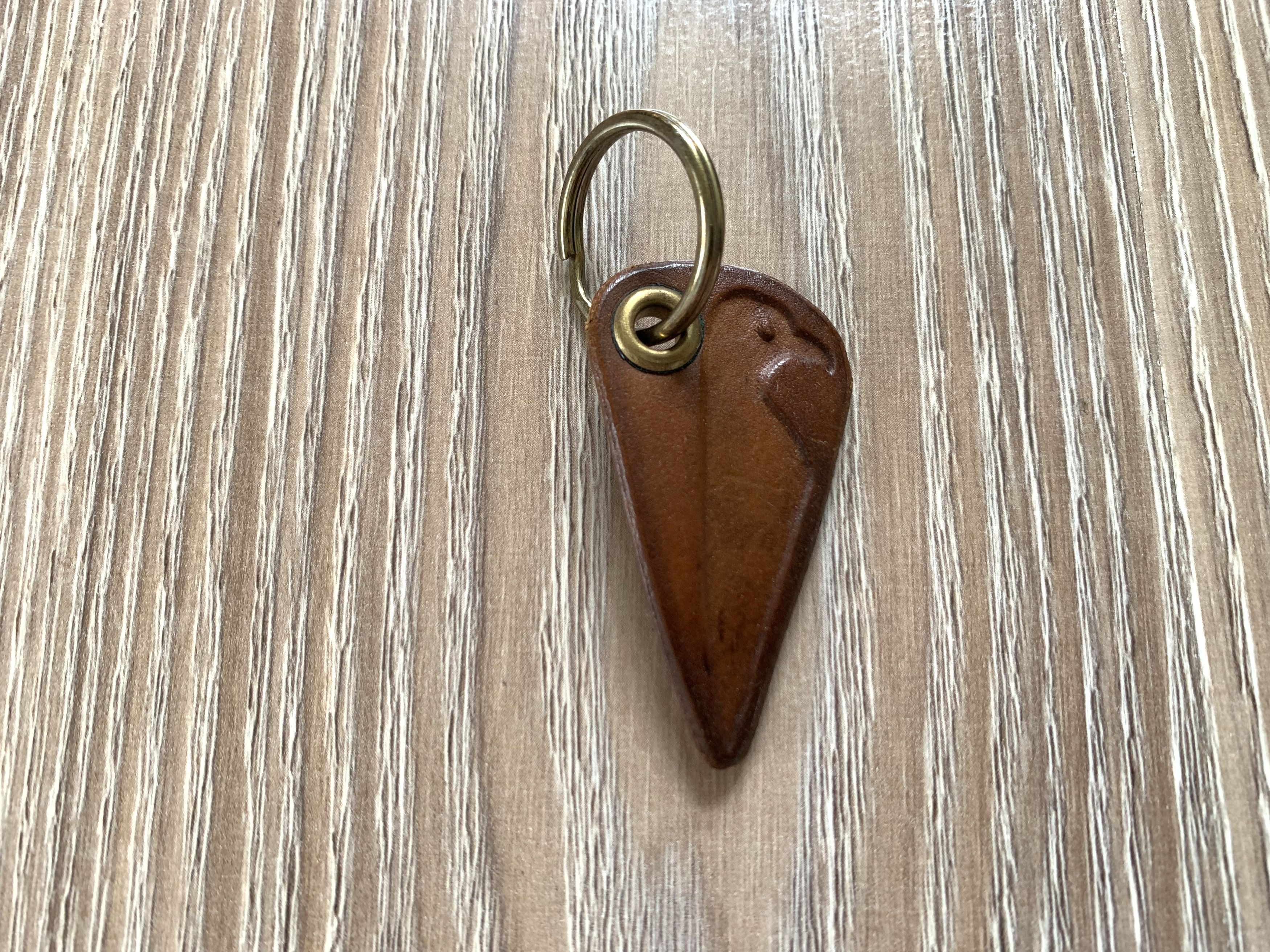 Handmade Leather Keychain With Viking Raven Embossing Size ONE SIZE - 3 Thumbnail