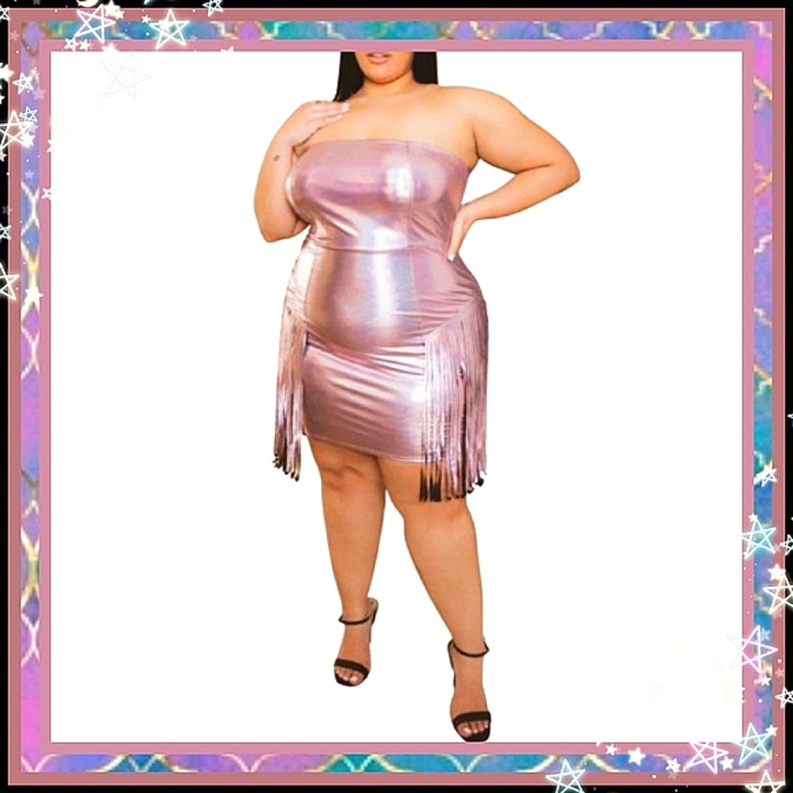 Other ALAINA ☆ PINK METALLIC ☆ STRAPLESS ☆ FRINGE DRESS ☆ 4x ☆ NWT Size 4XL / US 24-26 - 1 Thumbnail