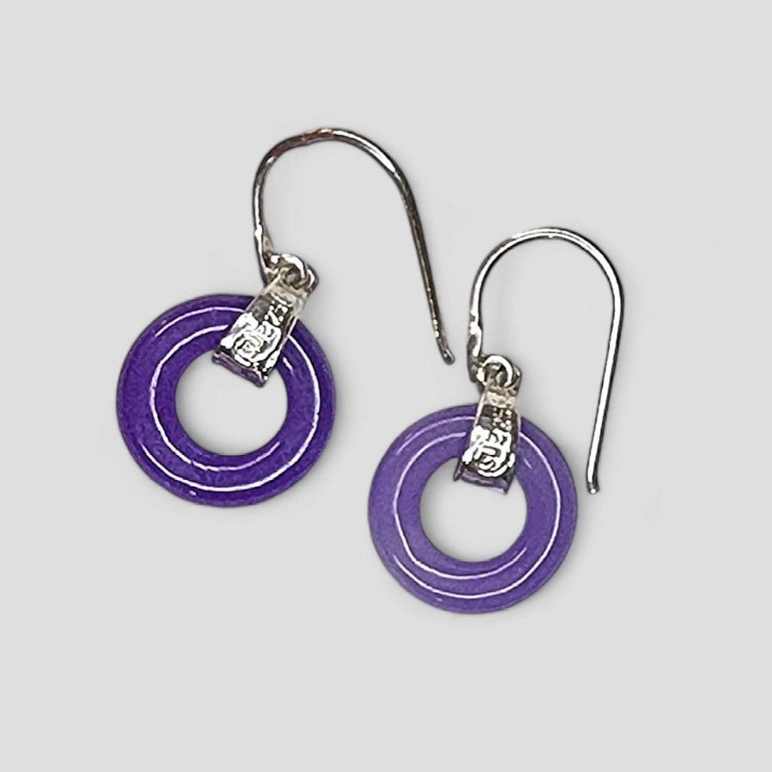 The Unbranded Brand SU 925 sterling silver and purple Jade pierced earrings Size ONE SIZE - 3 Thumbnail