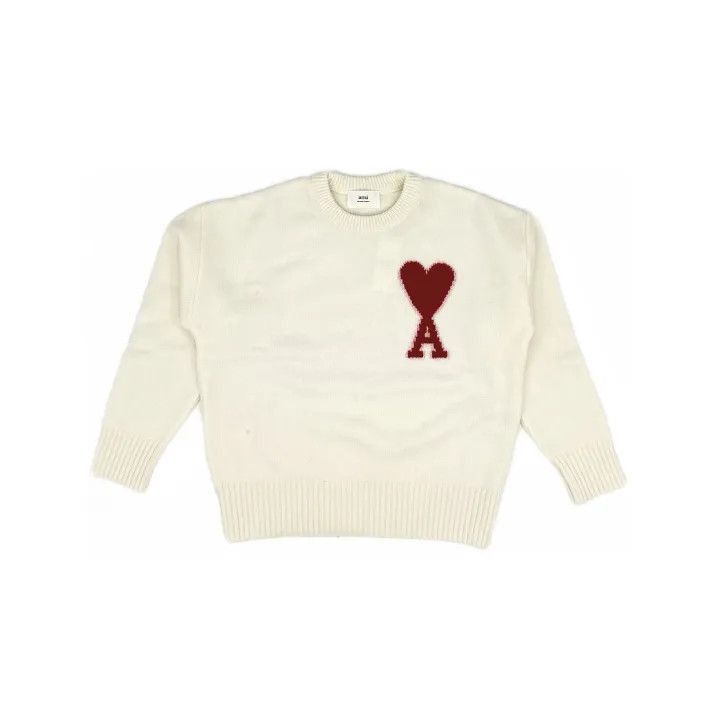 AMI AMIPARIS Heart Logo White Wool Sweater -2507 Size US XS / EU 42 / 0 - 1 Thumbnail
