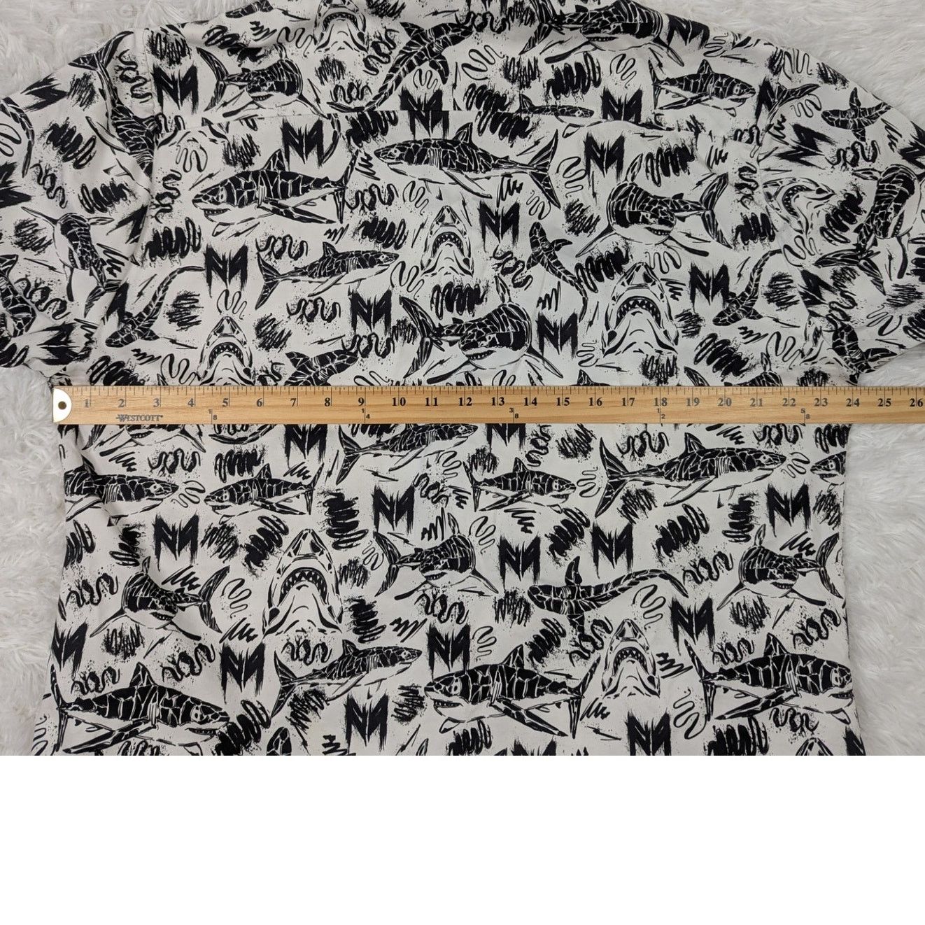 Other Marcel Von Berlin Shark Print Button Up Shirt Black White Size US XL / EU 56 / 4 - 7 Thumbnail