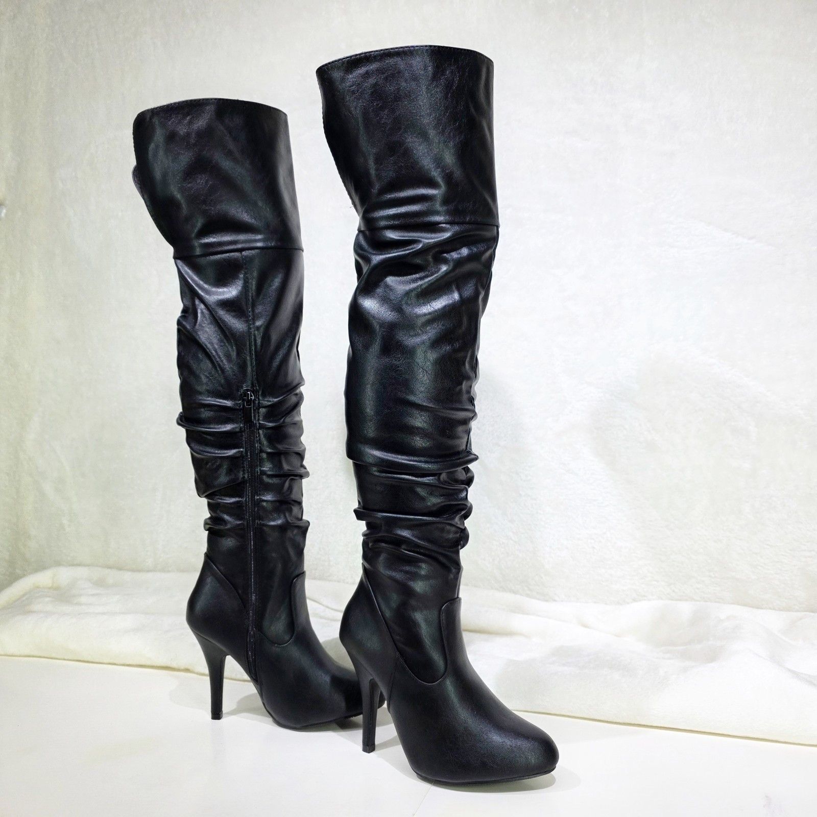 Other Victoria Black Over The Knee Slouch Scrunch Thigh Boots High Size US 9 / IT 39 - 2 Thumbnail