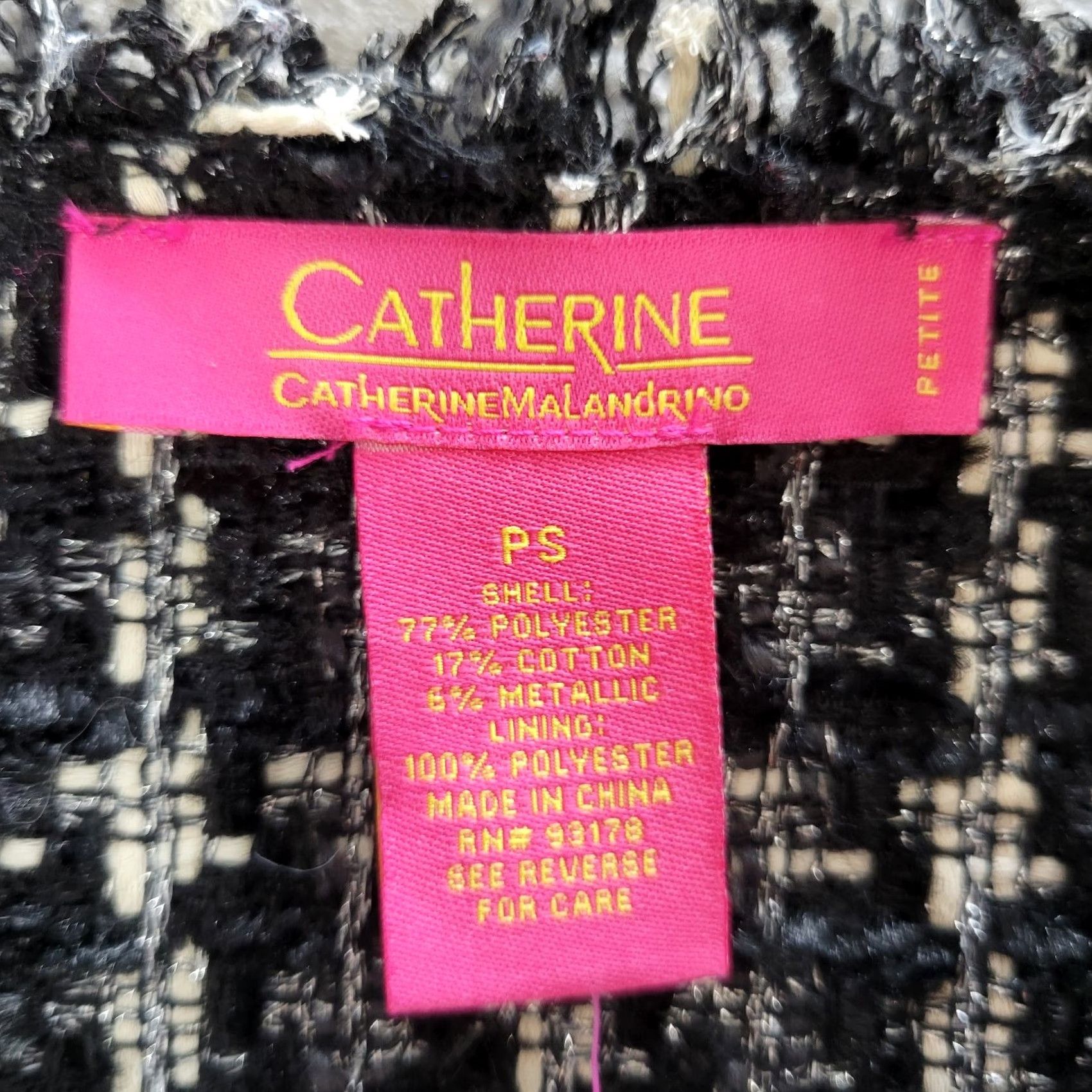 Vintage Catherine Malandrino Black Tweed Open Front Blazer Jacket Fringe PS NWT Womens Tweed jacket Open Front Fringe, Petite Size PS, Black, NWT Size S / US 4 / IT 40 - 3 Thumbnail