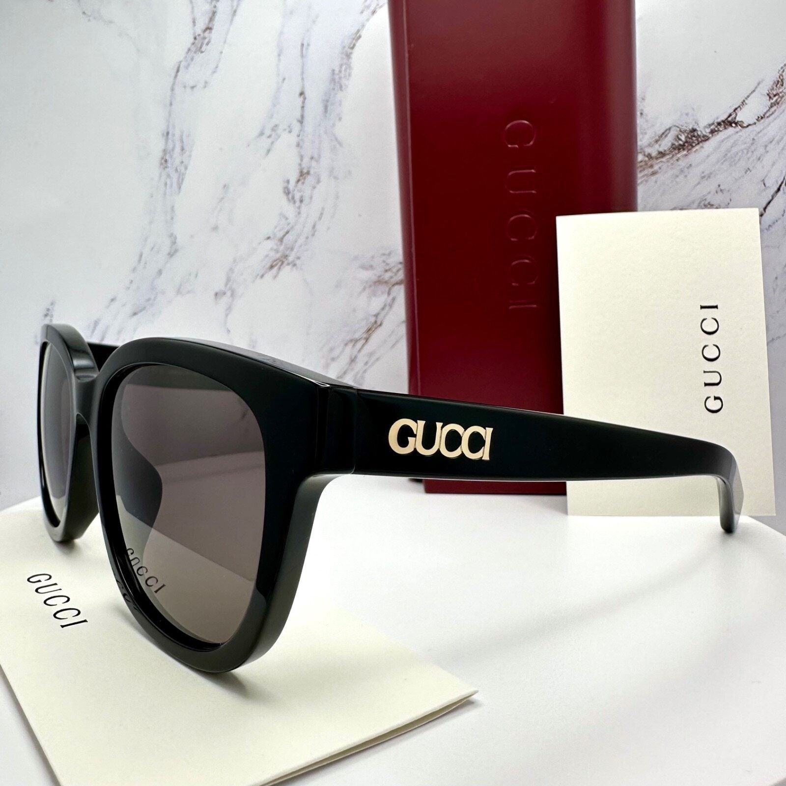 Gucci New GUCCI Sunglasses 2025 Collection Black 55mm Round Size ONE SIZE - 20 Thumbnail