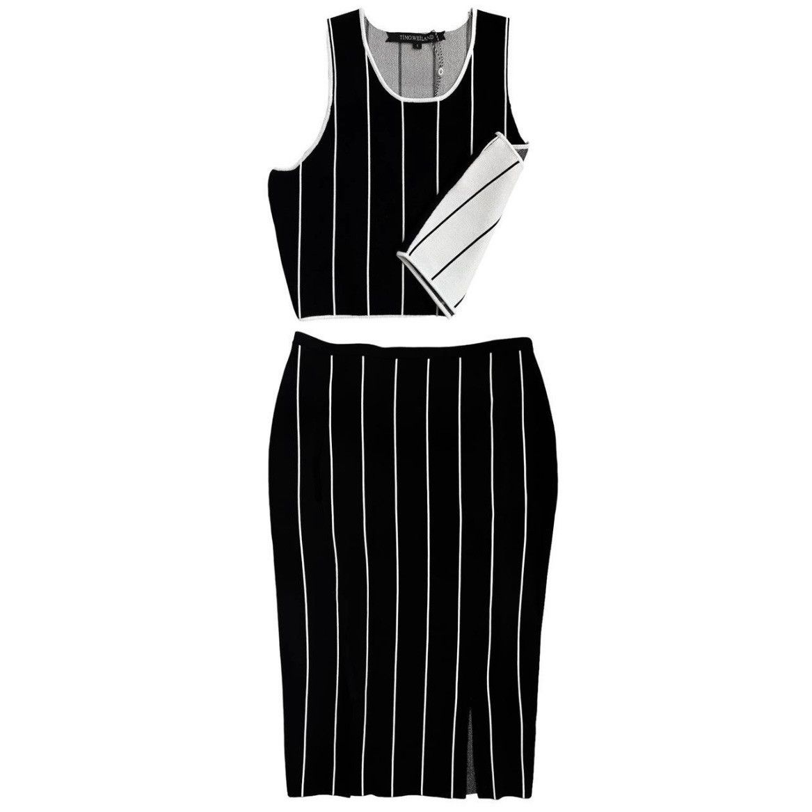Timo Weiland Timo Weiland B&W Striped Skirt & Crop Top Set Size S / US 4 / IT 40 - 1 Thumbnail
