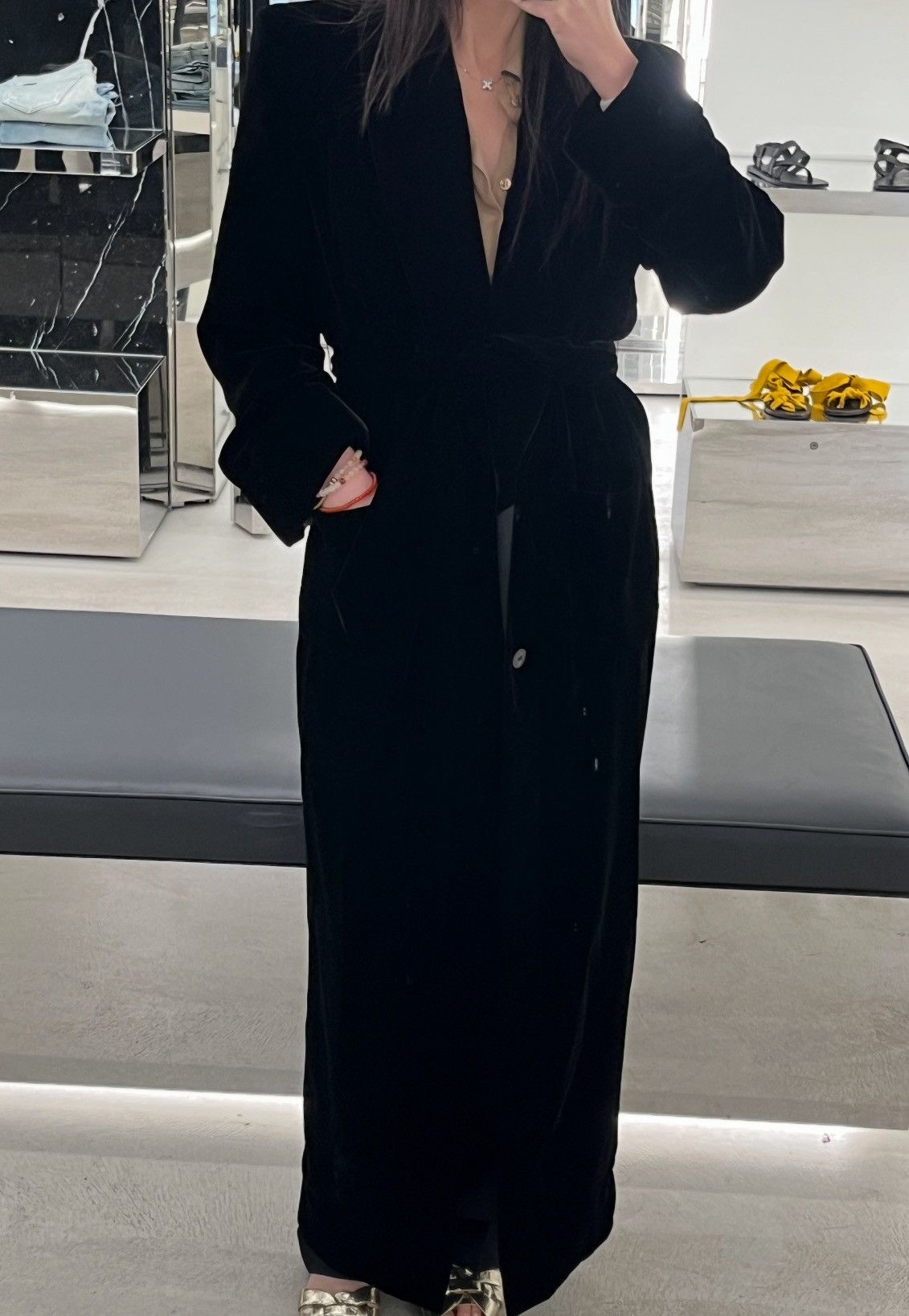 Saint Laurent Paris $4.5K VALUE Long Belted Coat in Cupro Velvet Size S / US 4 / IT 40 - 2 Thumbnail