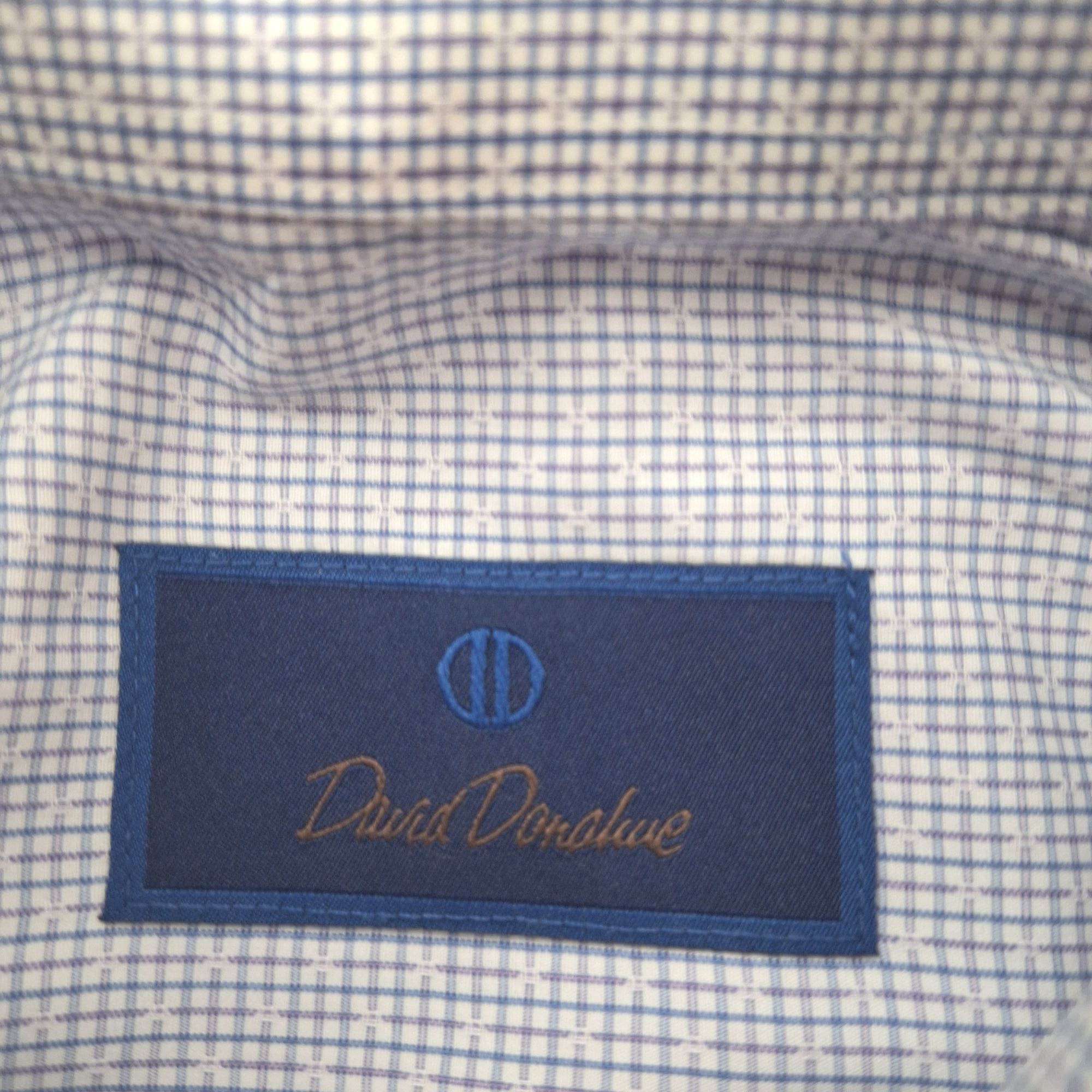 David Donahue David Donahue Luxury Dress Shirt Blue Micro Check Old Money Size US L / EU 52-54 / 3 - 4 Thumbnail