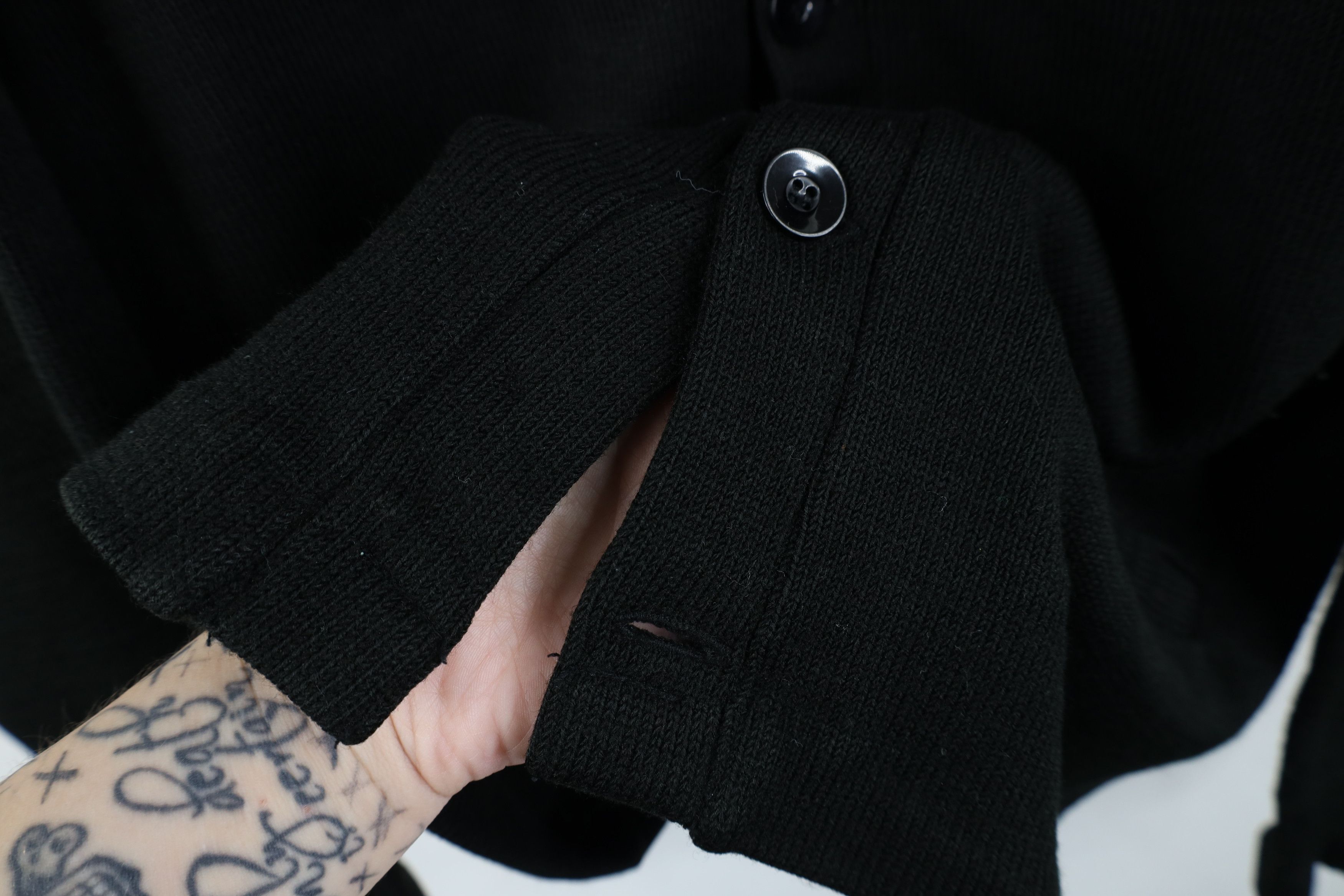 Vintage Vintage 90s Streetwear Blank Knit Cardigan Sweater Black Size US XL / EU 56 / 4 - 4 Thumbnail