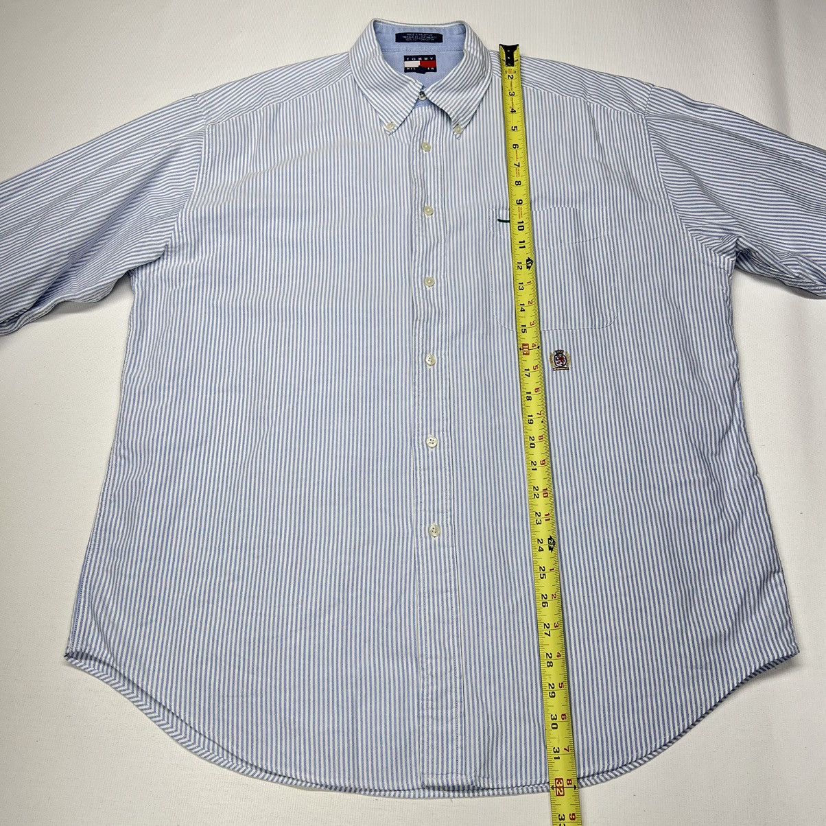Tommy Hilfiger × Vintage VTG Tommy Hilfiger Button Down Shirt White Blue Striped Size US L / EU 52-54 / 3 - 16 Thumbnail
