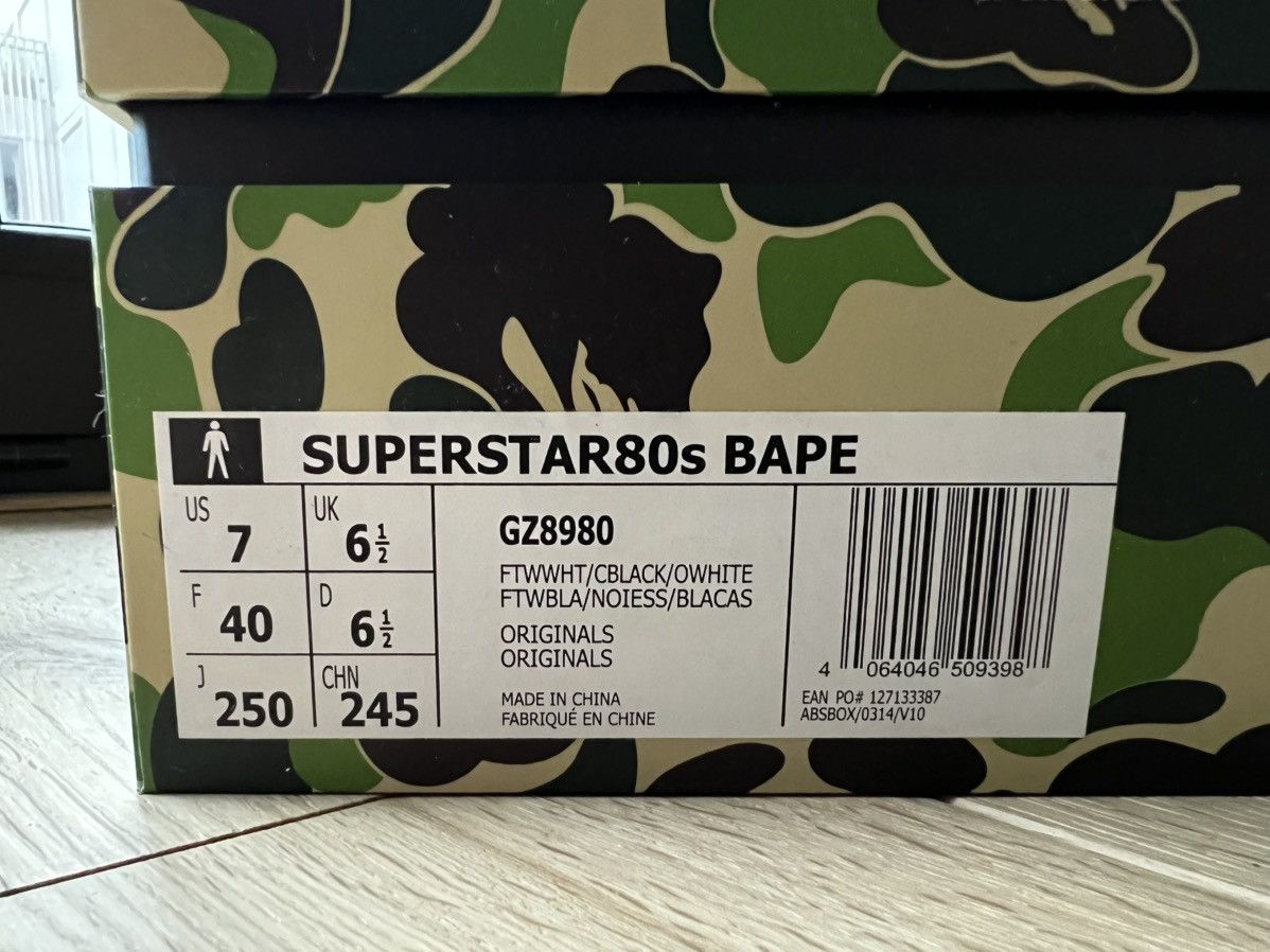 Adidas × Bape adidas Superstar 80s BAPE-Exclusive White Black_Deadstock Size US 7 / EU 40 - 2 Thumbnail