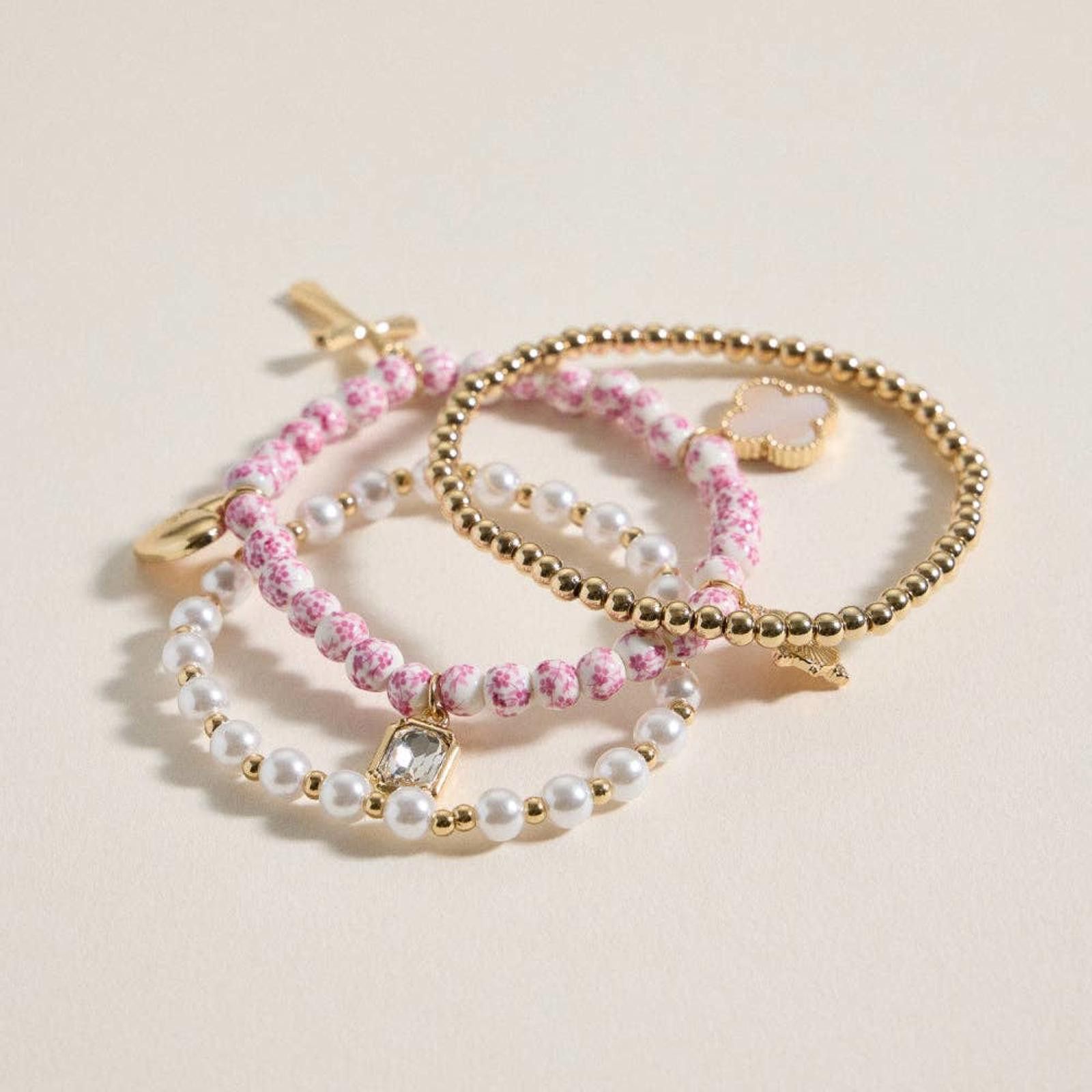 Other Floral Charm Stretch Bracelet Set Size ONE SIZE - 2 Thumbnail