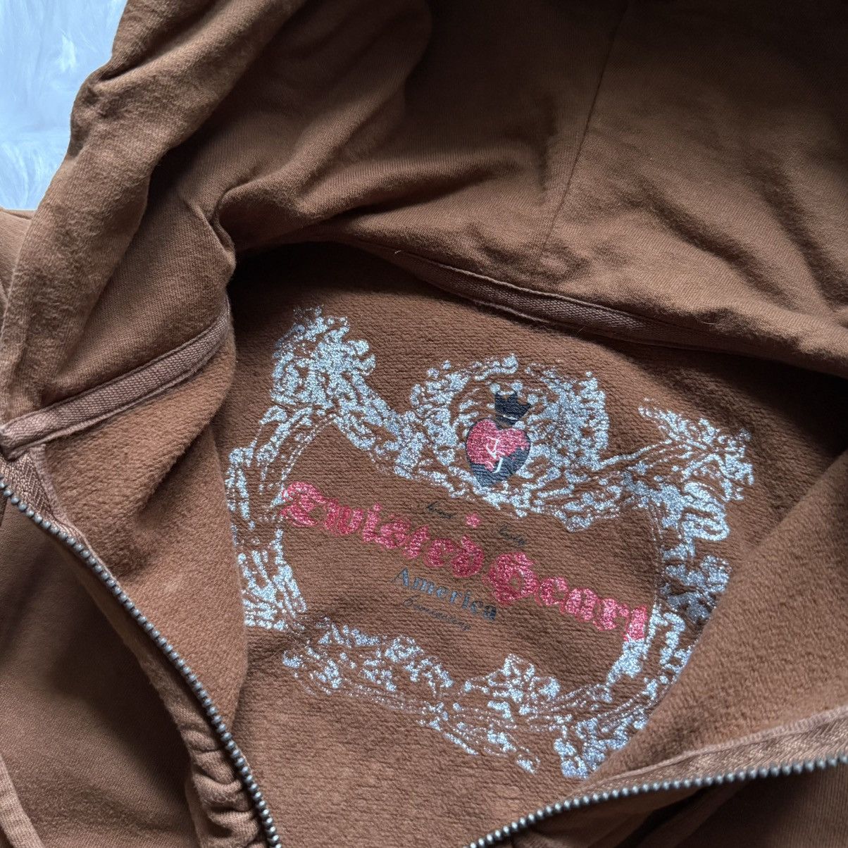 Hysteric Glamour 📌 Crazy Twisted Heart America Zip Rhinestones Hoodie LGB Size S / US 4 / IT 40 - 9 Thumbnail