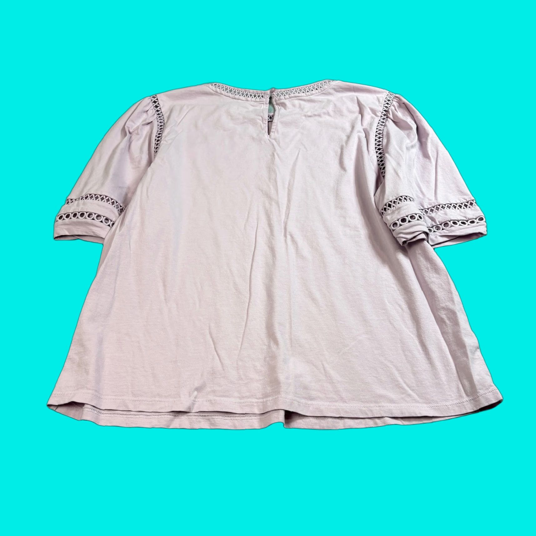 Ann Taylor Ann Taylor Shirt Womens XL Pink Eyelet Puff Sleeve Cotton Boho Top Size XL / US 12-14 / IT 48-50 - 1 Thumbnail
