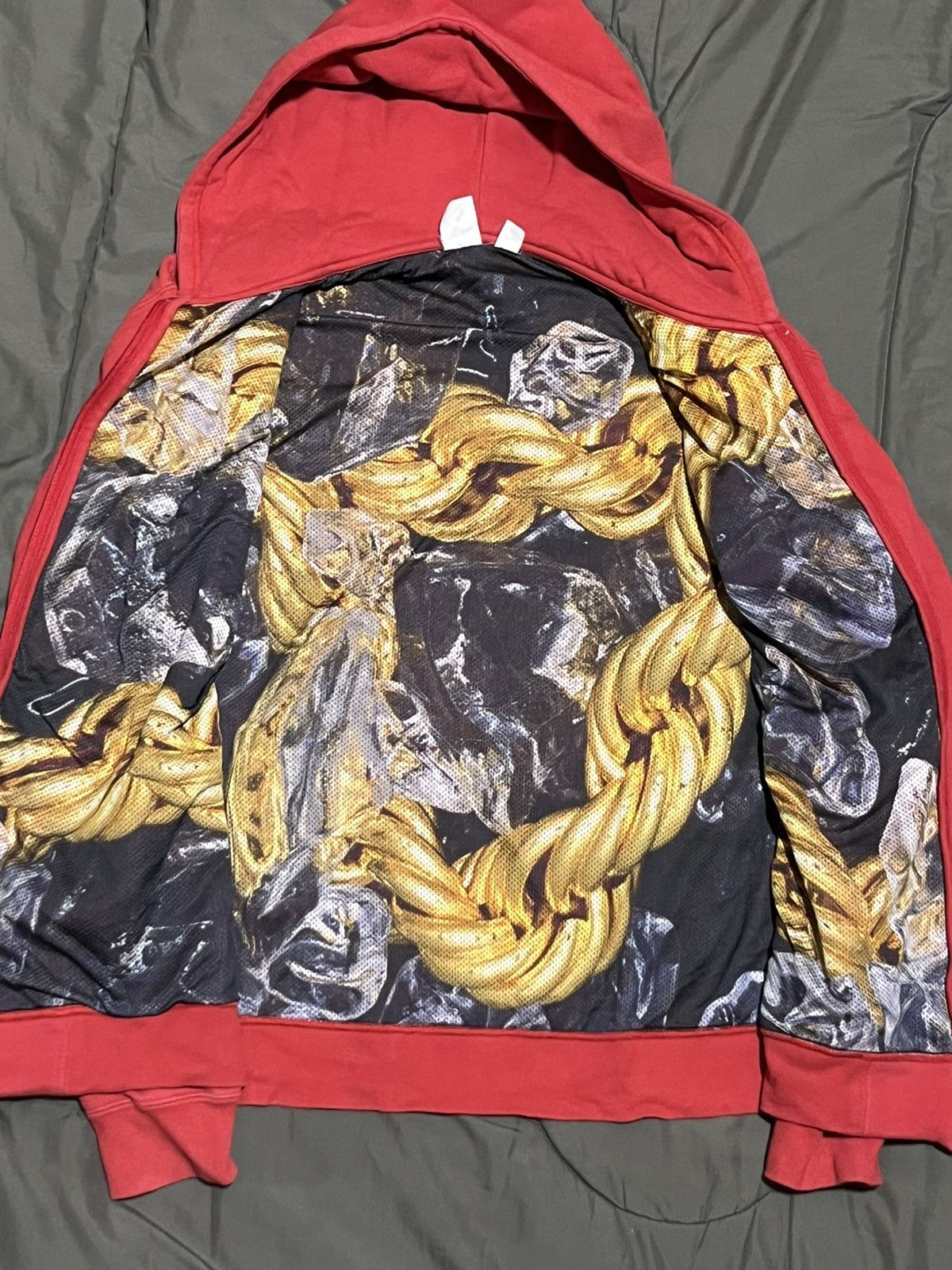PHENOMENON Red Phenomenon Mesh Gold Chain Print Zip Up Hoodie Size US XL / EU 56 / 4 - 3 Thumbnail