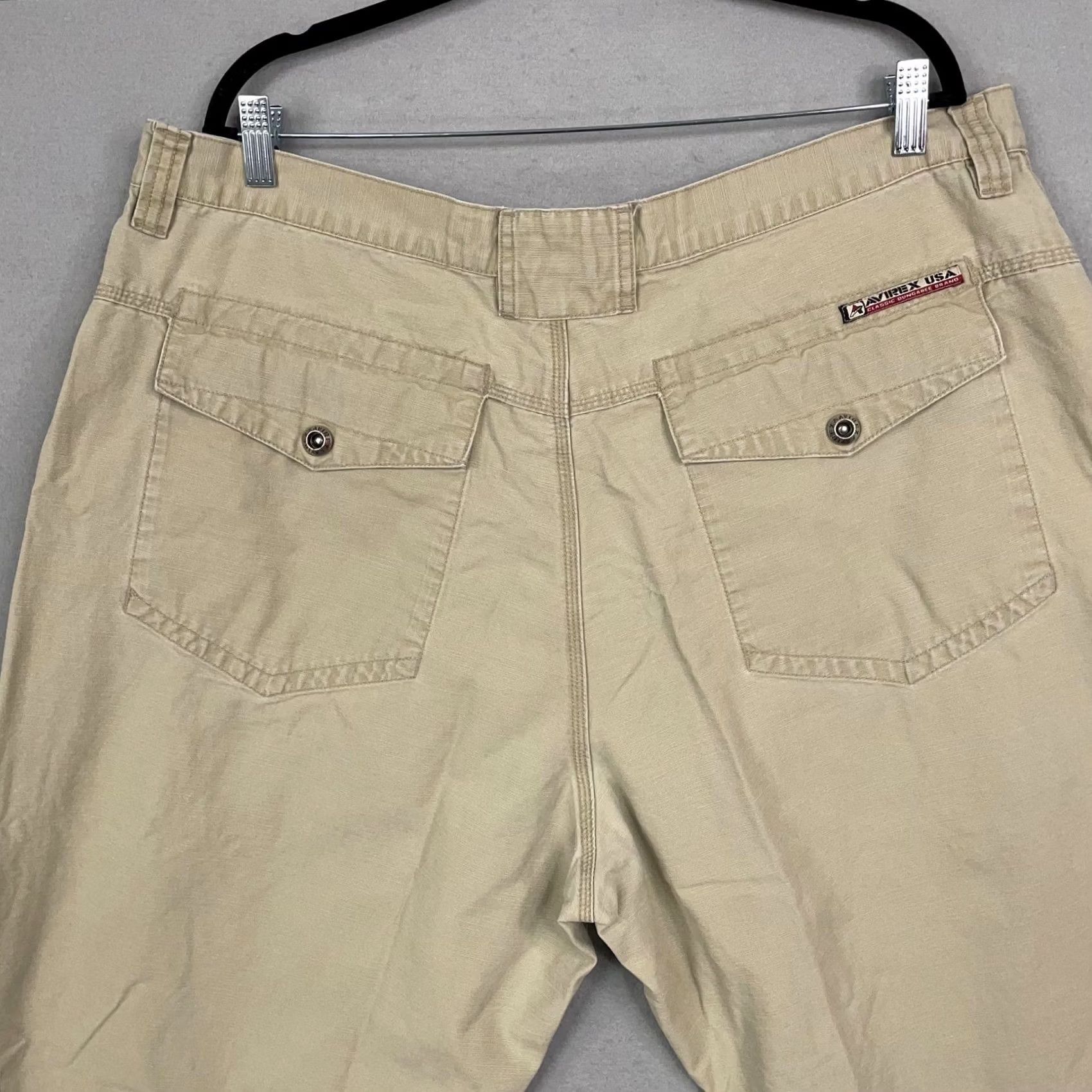 Avirex Avirex Pants Mens 42 Khaki Carpenter Workwear Utility Cargo Pockets Zip Fly - Y2K Grunge Size US 42 / EU 58 - 7 Thumbnail