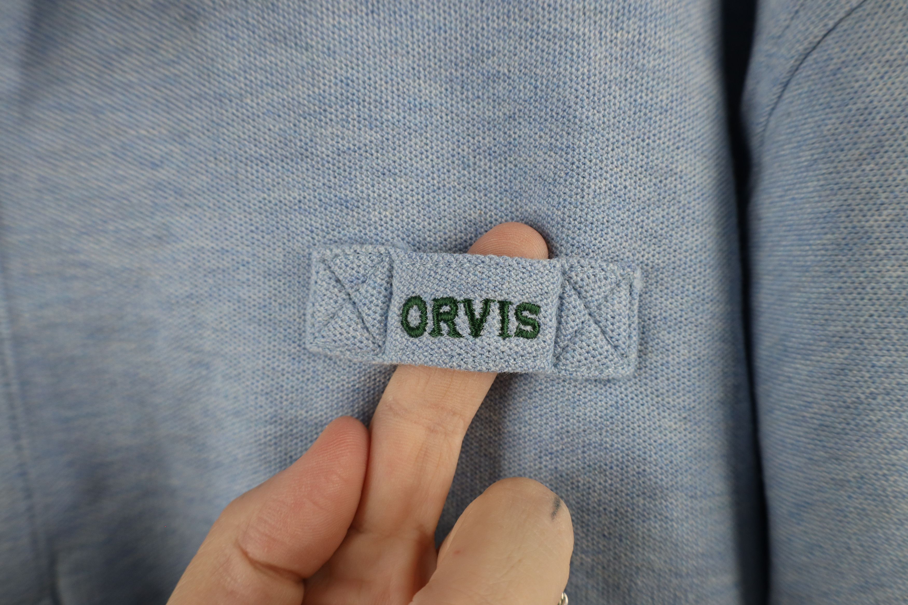Orvis × Vintage Vintage Orvis Heavyweight Collared Polo Shirt Blue Cotton Size US L / EU 52-54 / 3 - 4 Thumbnail