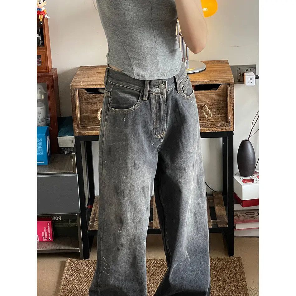 Japanese Brand Retro loose splashed ink straight leg jeans Size US 32 / EU 48 - 4 Thumbnail