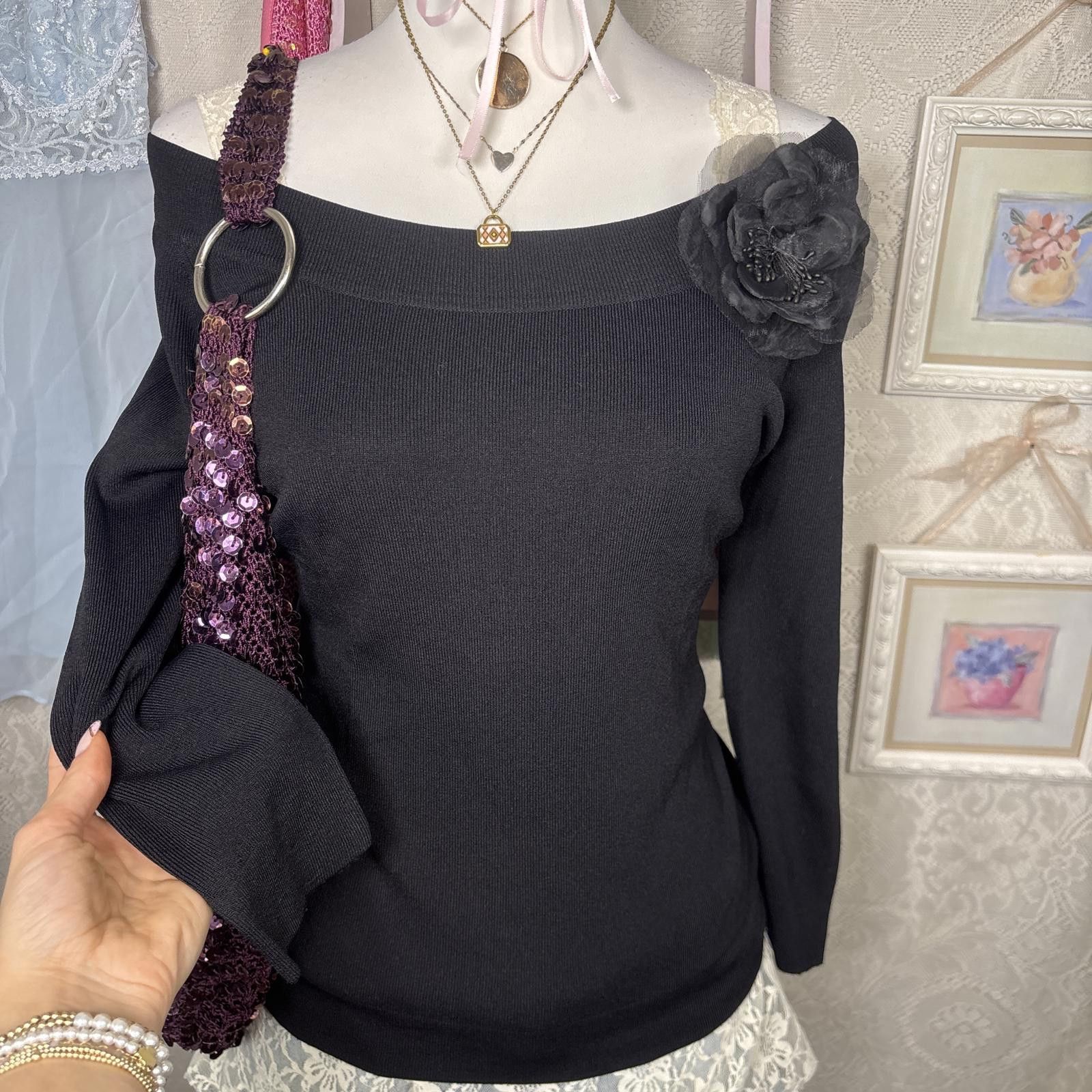 Joseph Abboud vintage fitted grunge off the shoulder floral blouse Size L / US 10 / IT 46 - 2 Thumbnail