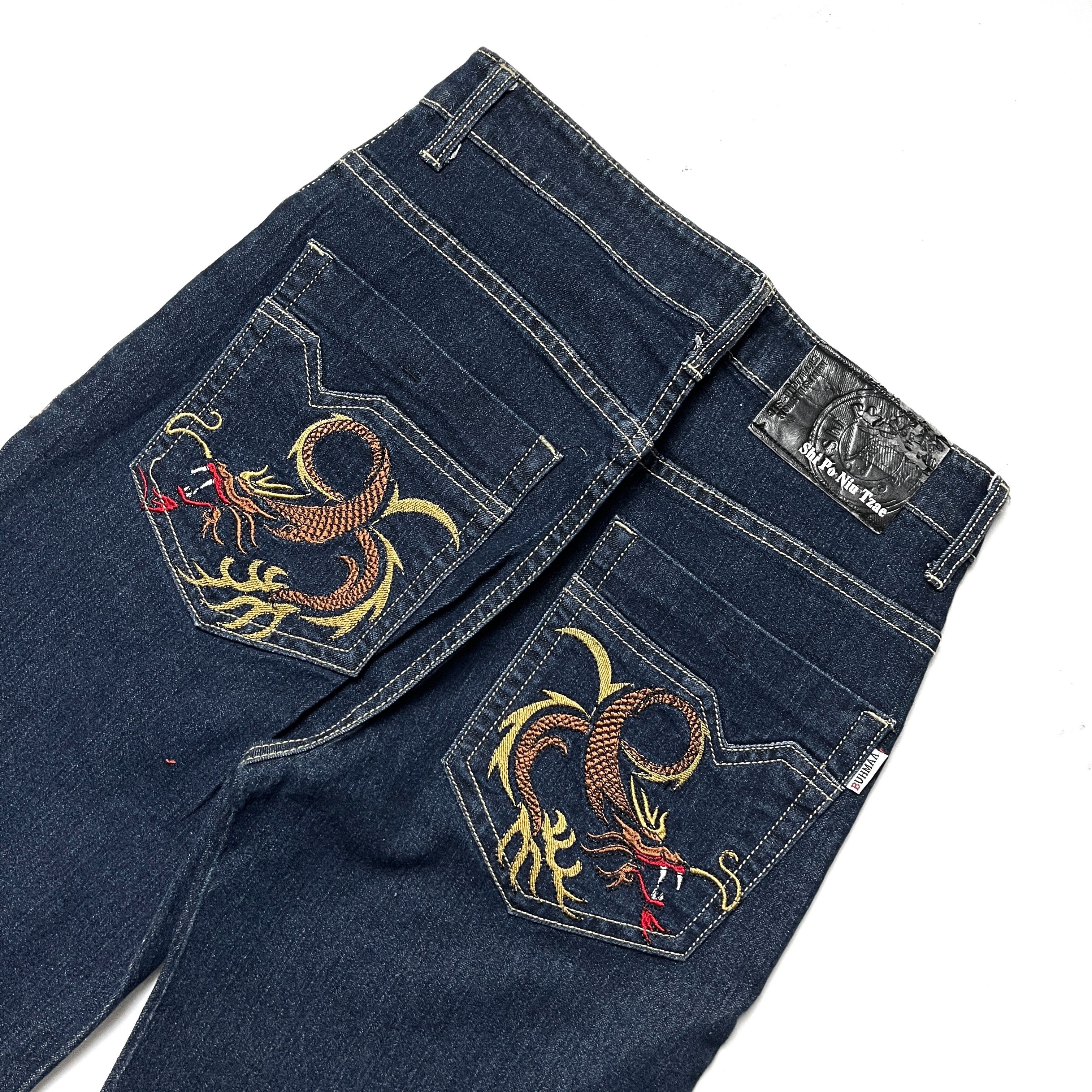 image of Art x If Six Was Nine Design Vintage Sukajan High Waist Indigo Denim in Raw Indigo, Men's (Size 28)