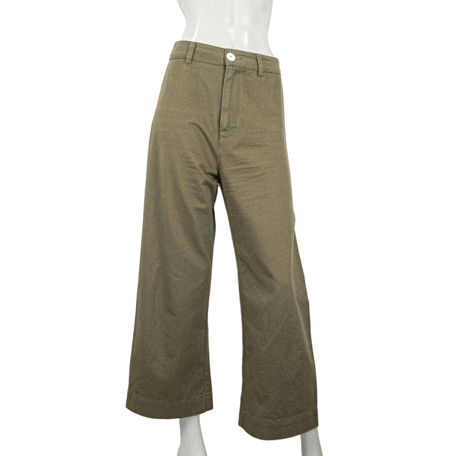 Staud STAUD Women's Wide Leg Crop Pants in Olive Green Size Medium Size 28" / US 6 / IT 42 - 3 Thumbnail