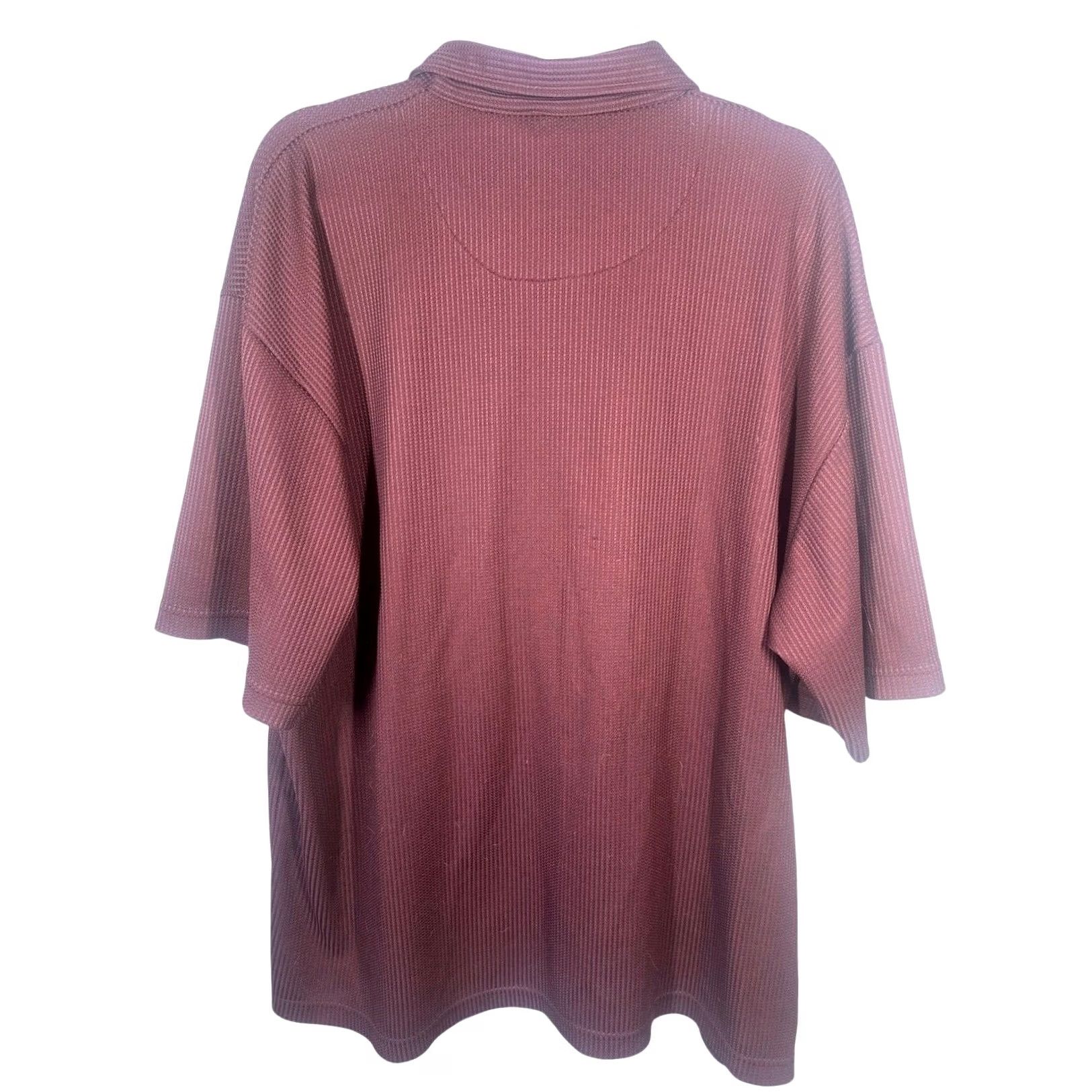 Vintage Ron Chereskin Men's XXL Burgundy Textured Polo Shirt Short Sleeve Button Up Size US XXL / EU 58 / 5 - 4 Thumbnail