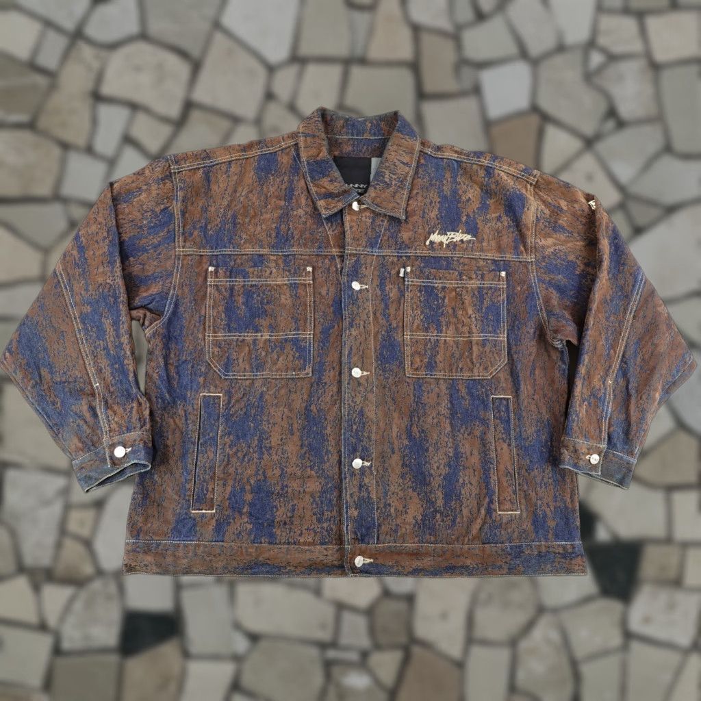 Denime VINTAGE Johnny Blaze Denim Jacket Men 2XL Brown Casual Hip Hop 90s Size US 39 - 1 Thumbnail