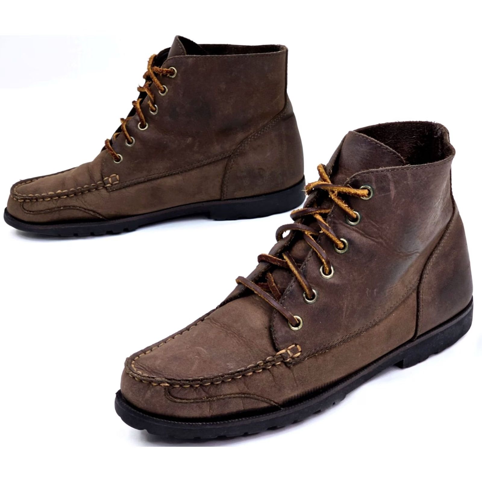 Vintage GH Bass Leather Chukka Ankle Boots Women 9.5 M Brown Lace Up Outdoor EUC Boots Women's Leather Hiker 90s Preppy Casual Footwear Size US 10 / IT 40 - 6 Thumbnail